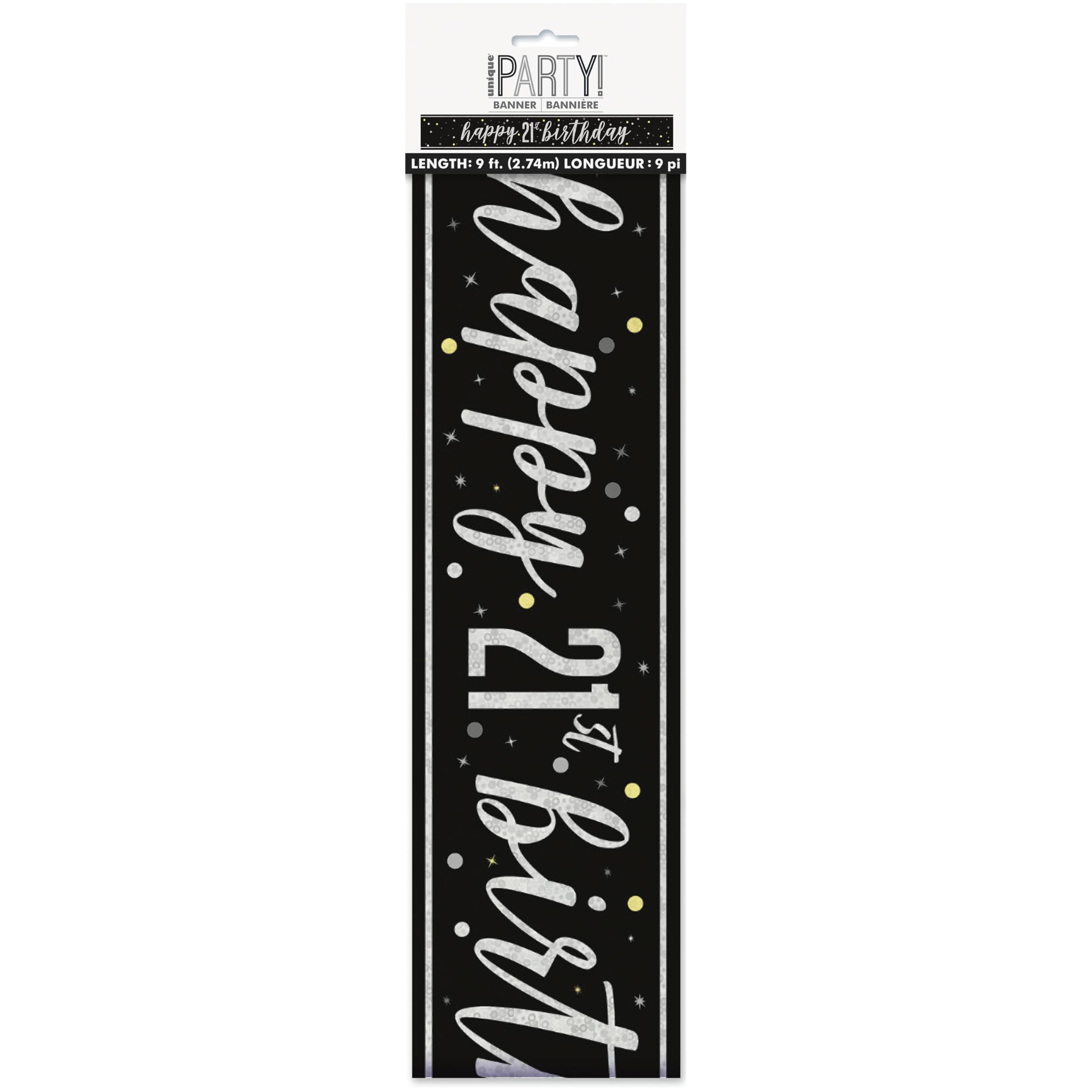 Unique Glitz Black Foil Happy 21st Birthday Banner - 2.74m Length 2
