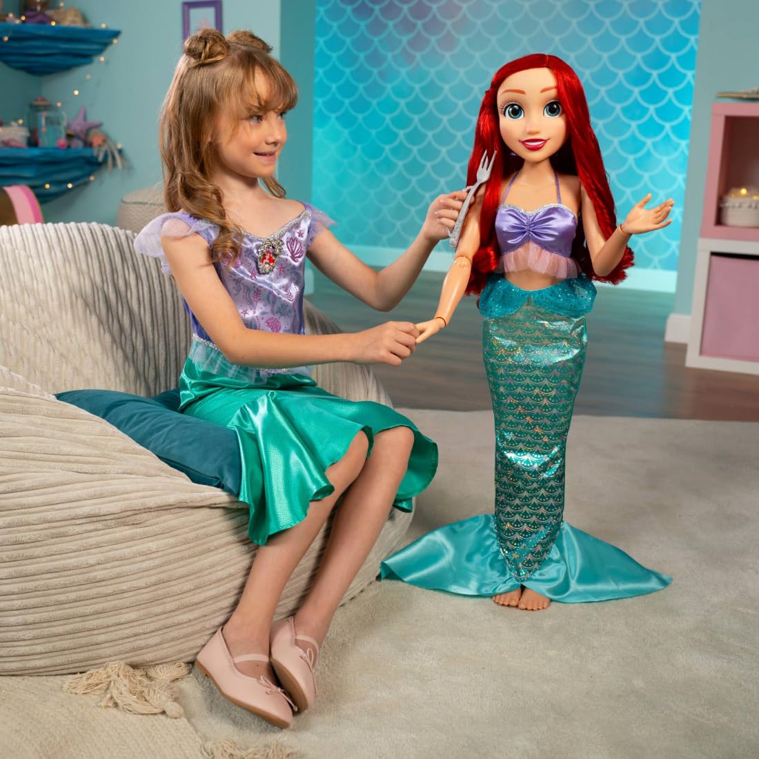 Disney Princess Ariel Playdate Doll by Jakks Pacific - 32-Inch Tall | Fully Poseable | Includes Accessories 4