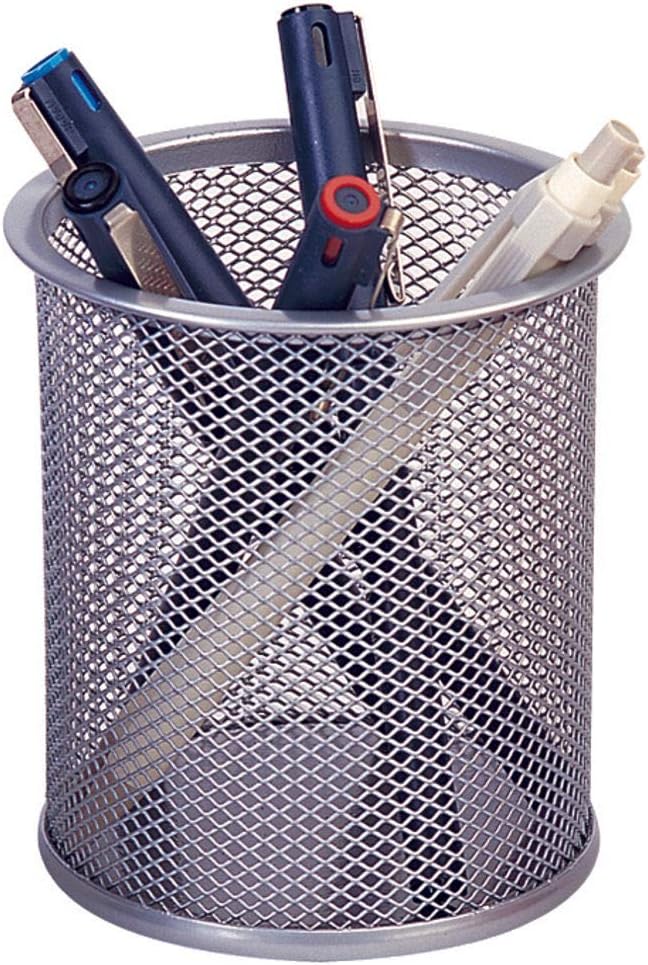 Q Connect jar round pencil, mesh design, silver color