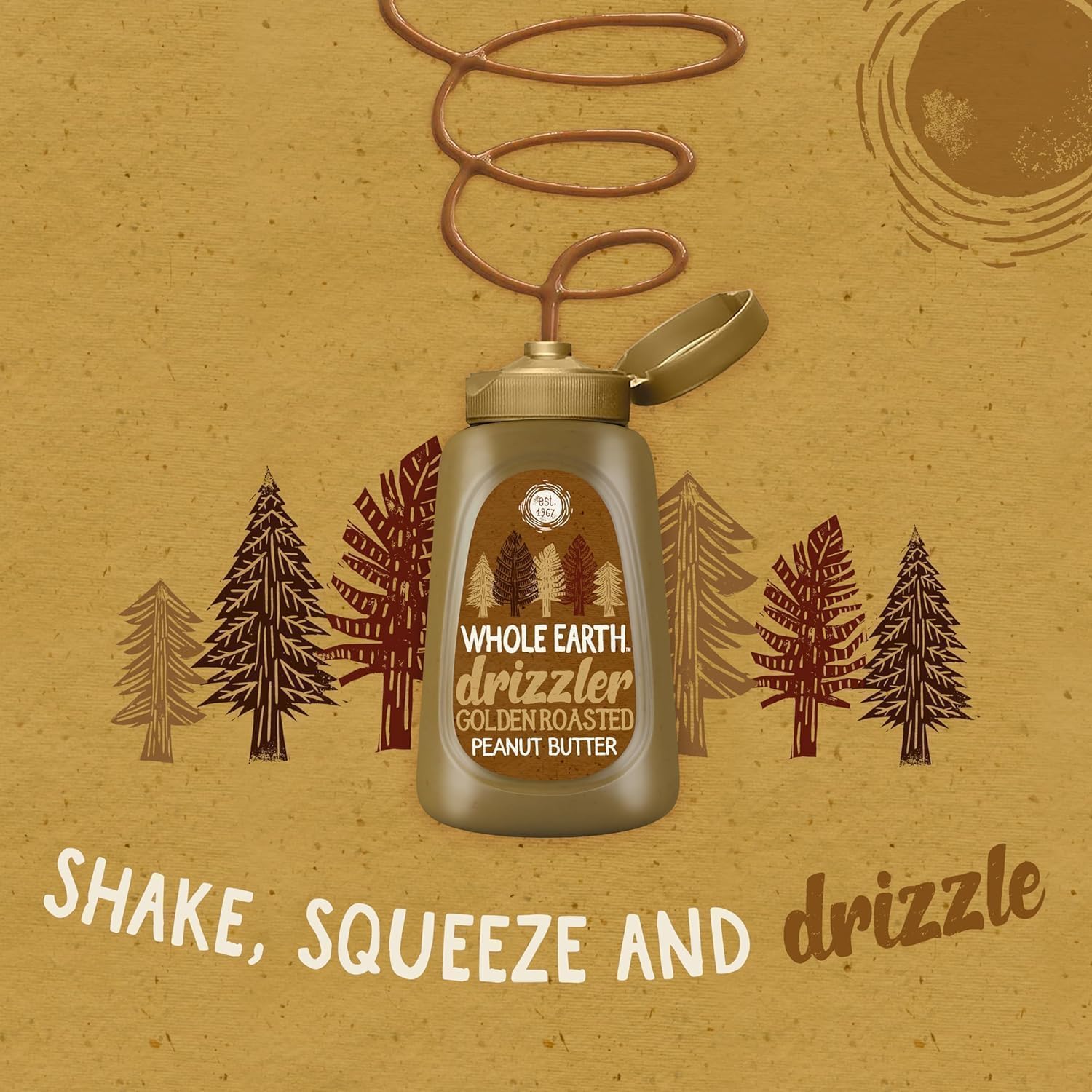 Whole Earth Drizzler Golden Roasted Peanut Butter - Super Smooth Squeezy Runny Nut Spread 1 x 320g 11