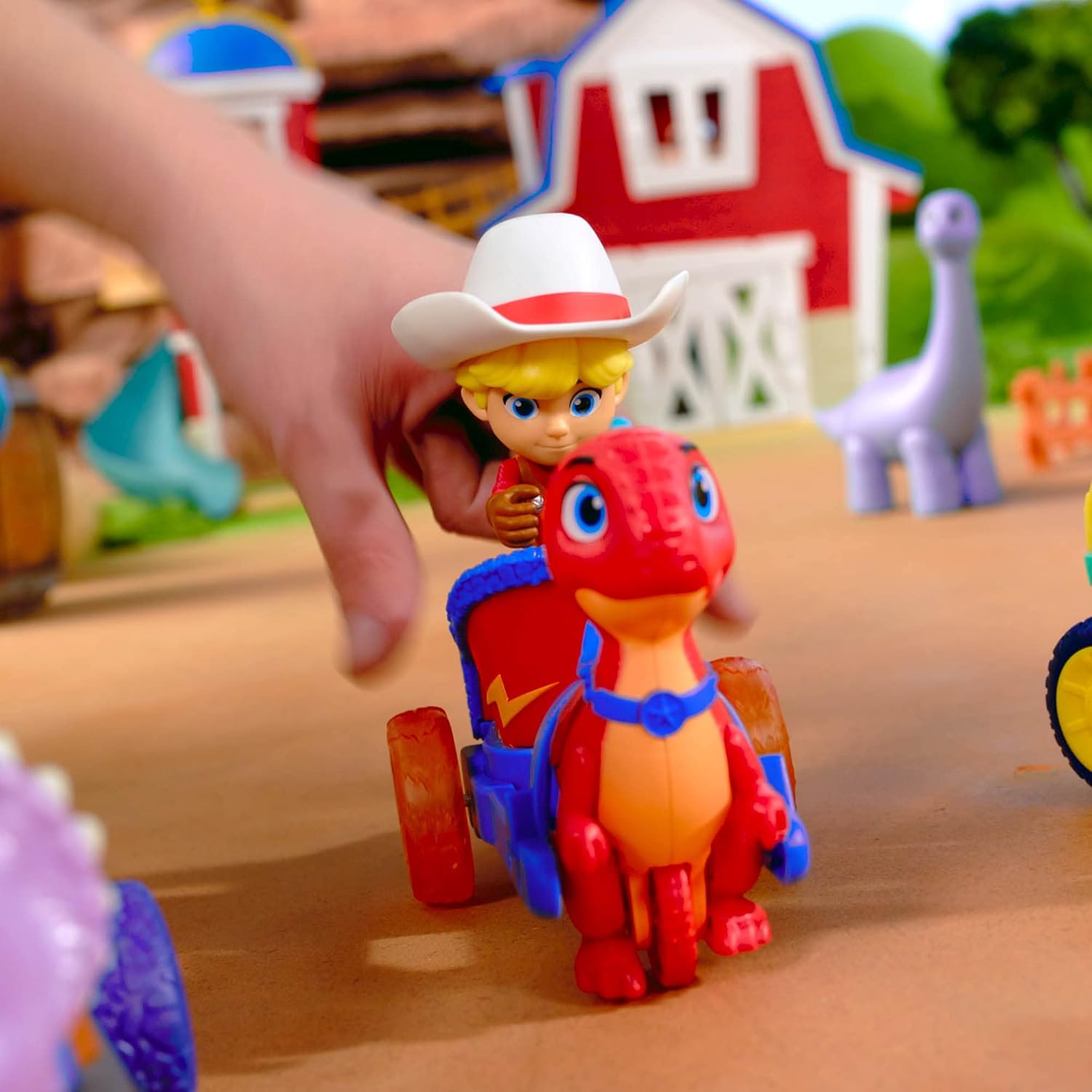 Dino Ranch Jon & Blitz Chariot Vehicle - Pull-Back Action with 3" Figure, Ages 3+ 7