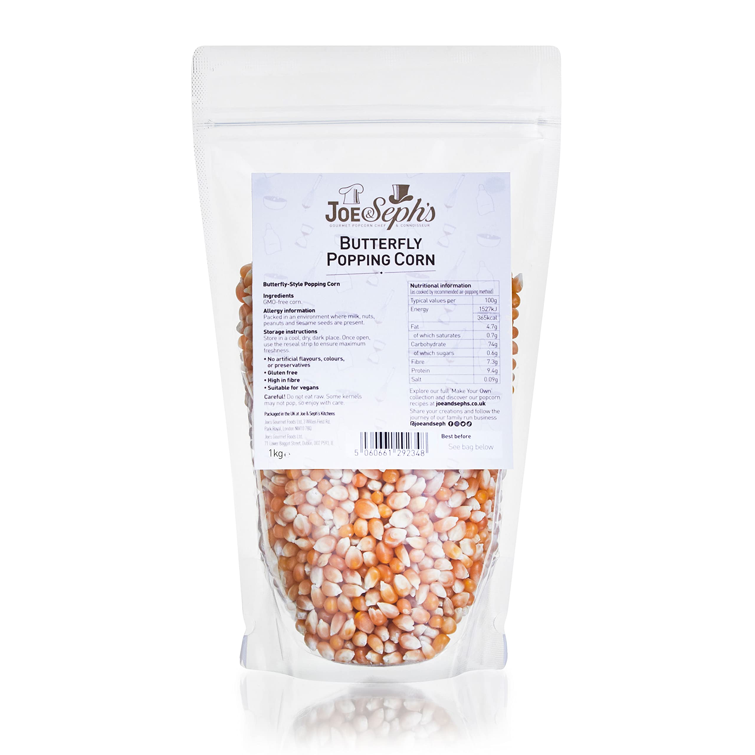 Joe & Seph's Popping Corn Kernels - Cinema-Style Butterfly Kernels | 1kg Bag | Gluten-Free