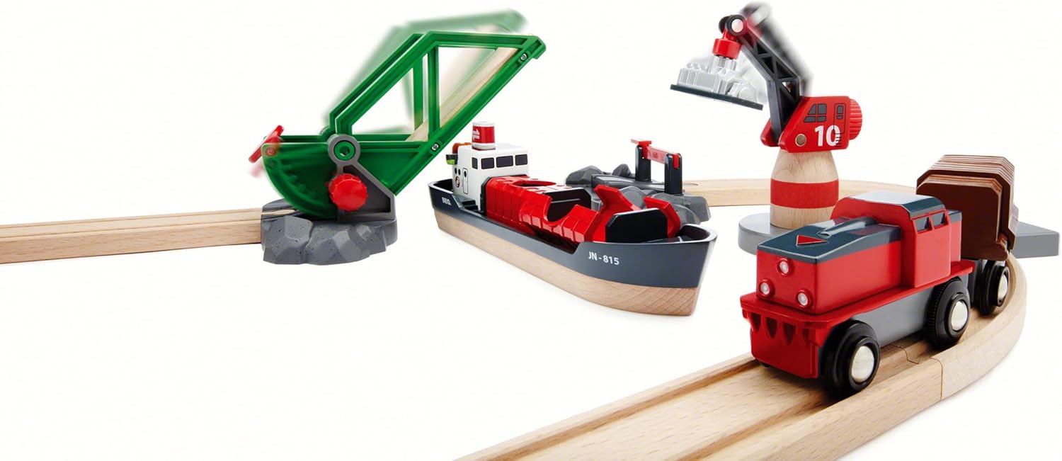 BRIO World Harbour Cargo Train Set - Wooden Playset for Kids 3 Years and Up 9