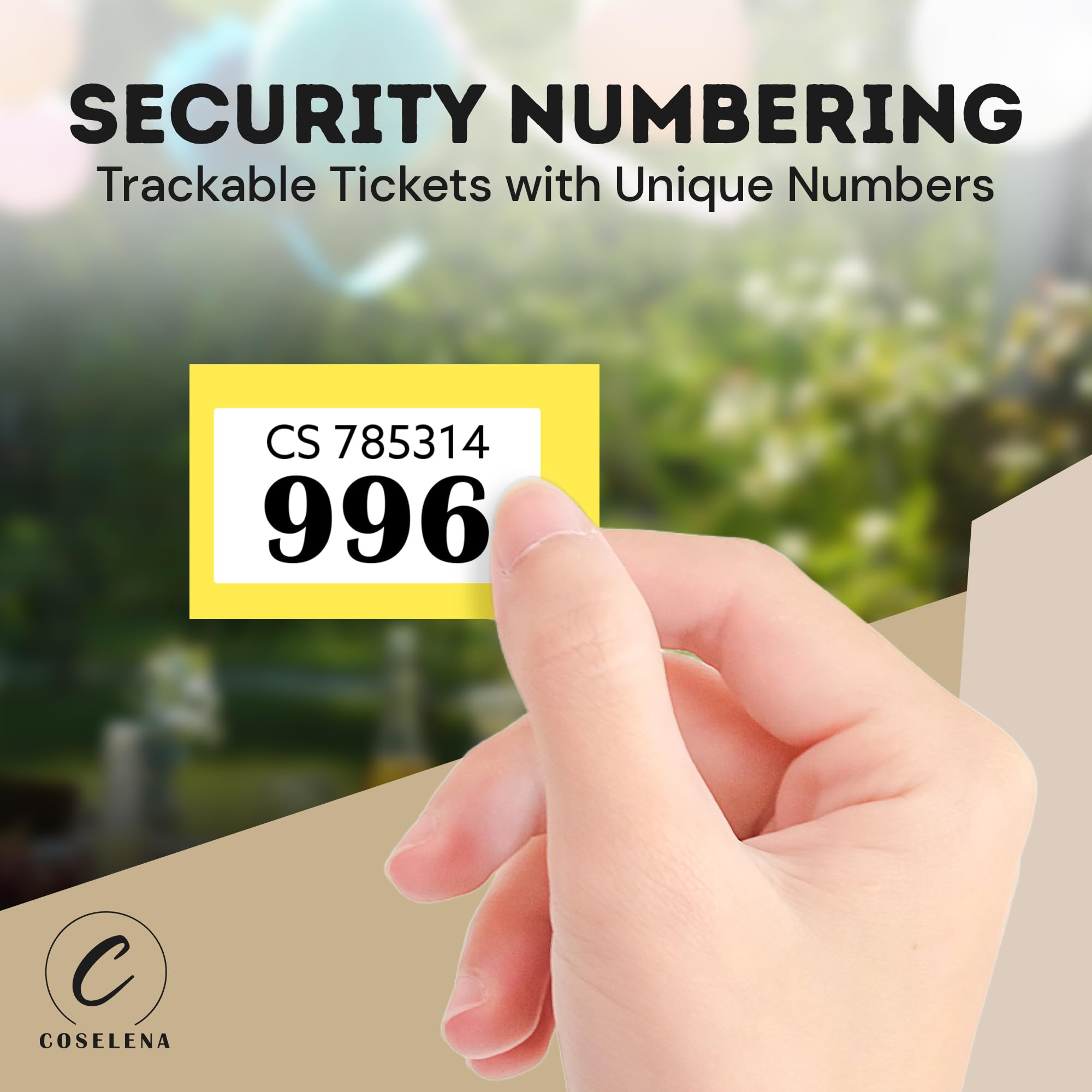 Coselena 5-Pack Numbered Cloakroom & Raffle Ticket Books – 1-1000, Assorted Colours