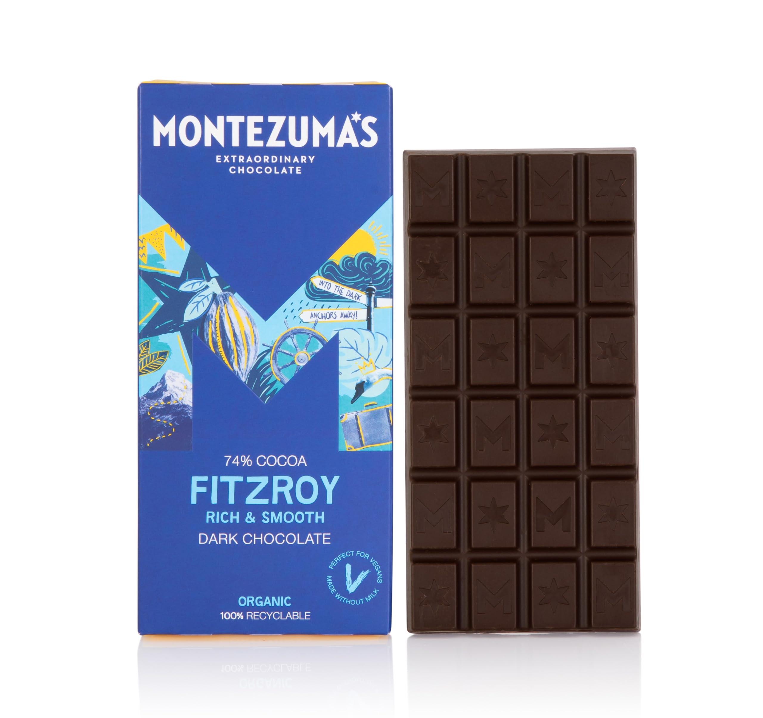 Montezuma - FitzRoy 74% Kakao Zartbitterschokoladentafel Bio Vegan Glutenfrei 10