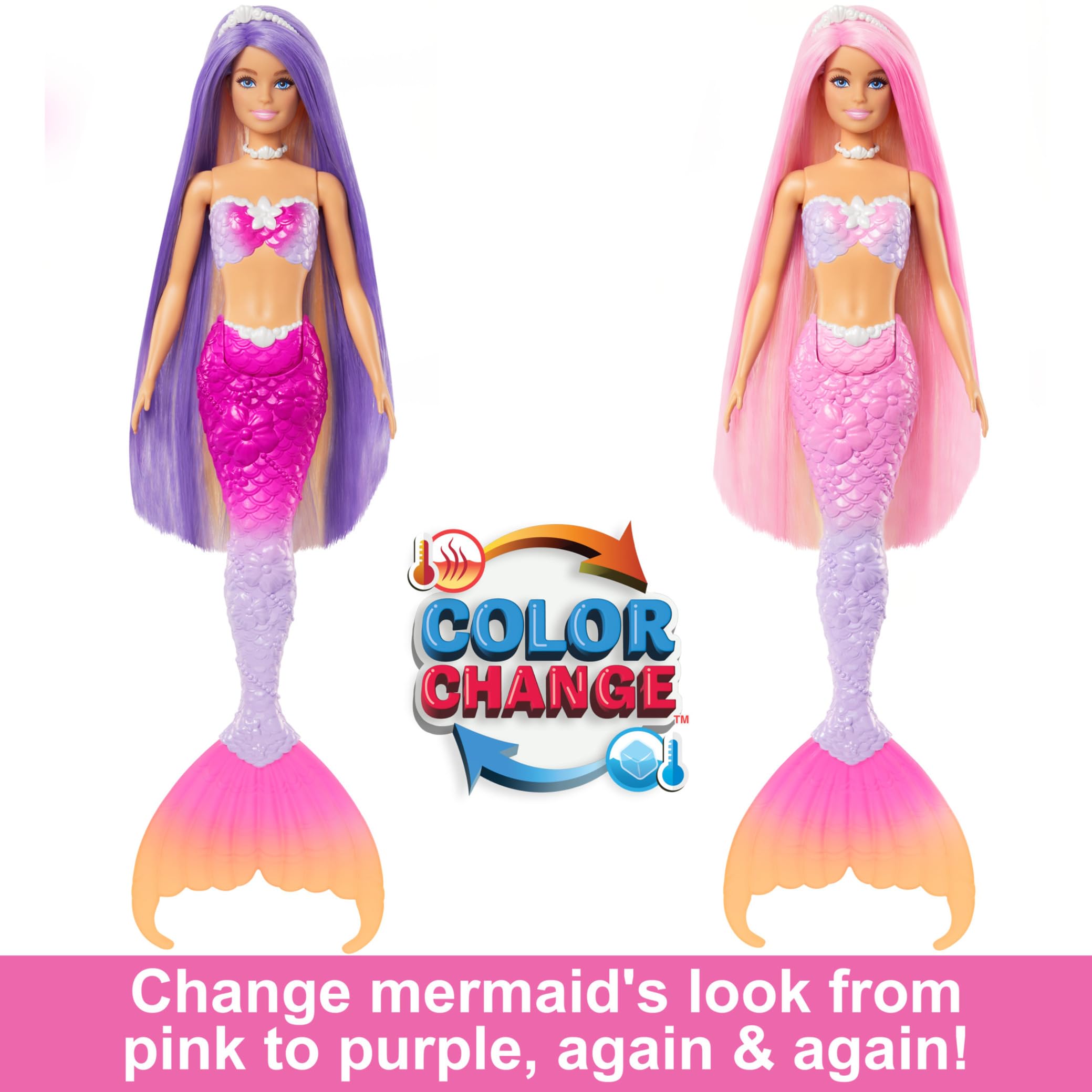 Barbie Mermaid Doll 'Malibu' with Color-Changing Hair & Dolphin - Ages 3+ 8