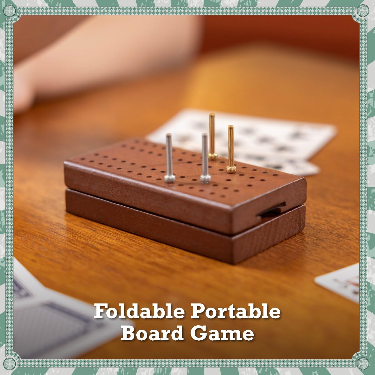 Toyrific Cribbage Board Game Set with Wooden Board, Cards & Pegs 8