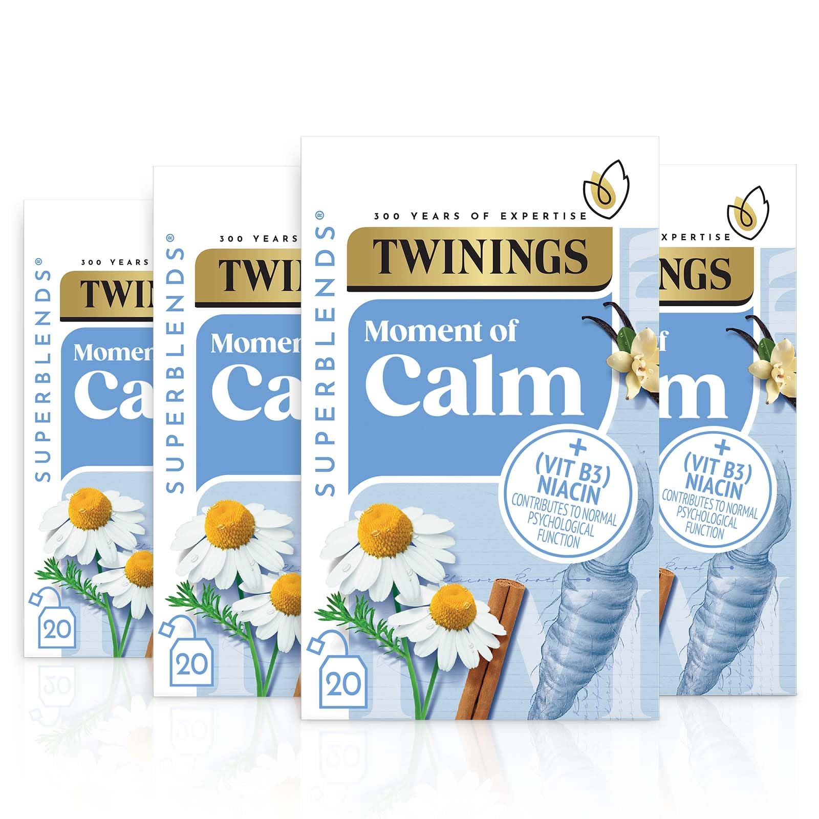 Twinings Superblends Calm Tea - Spiced Camomile, Vanilla & Roasted Chicory | 20 Count (Pack of 4)