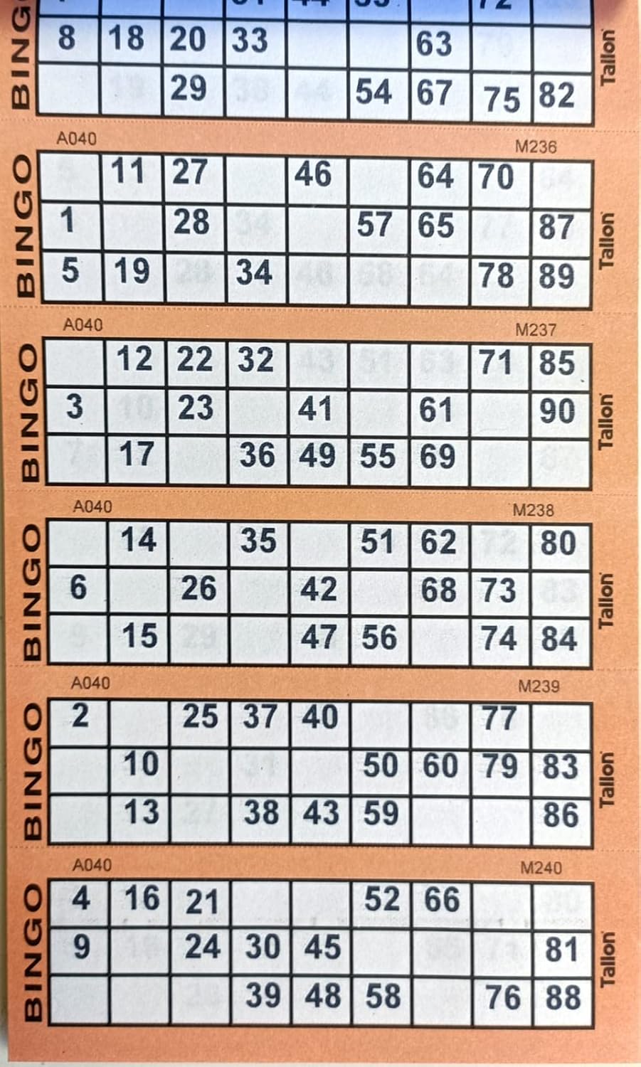 1ABOVE Bingo-Tickets Schreibwaren Multi Fun Bücher Seiten Jumbo 8