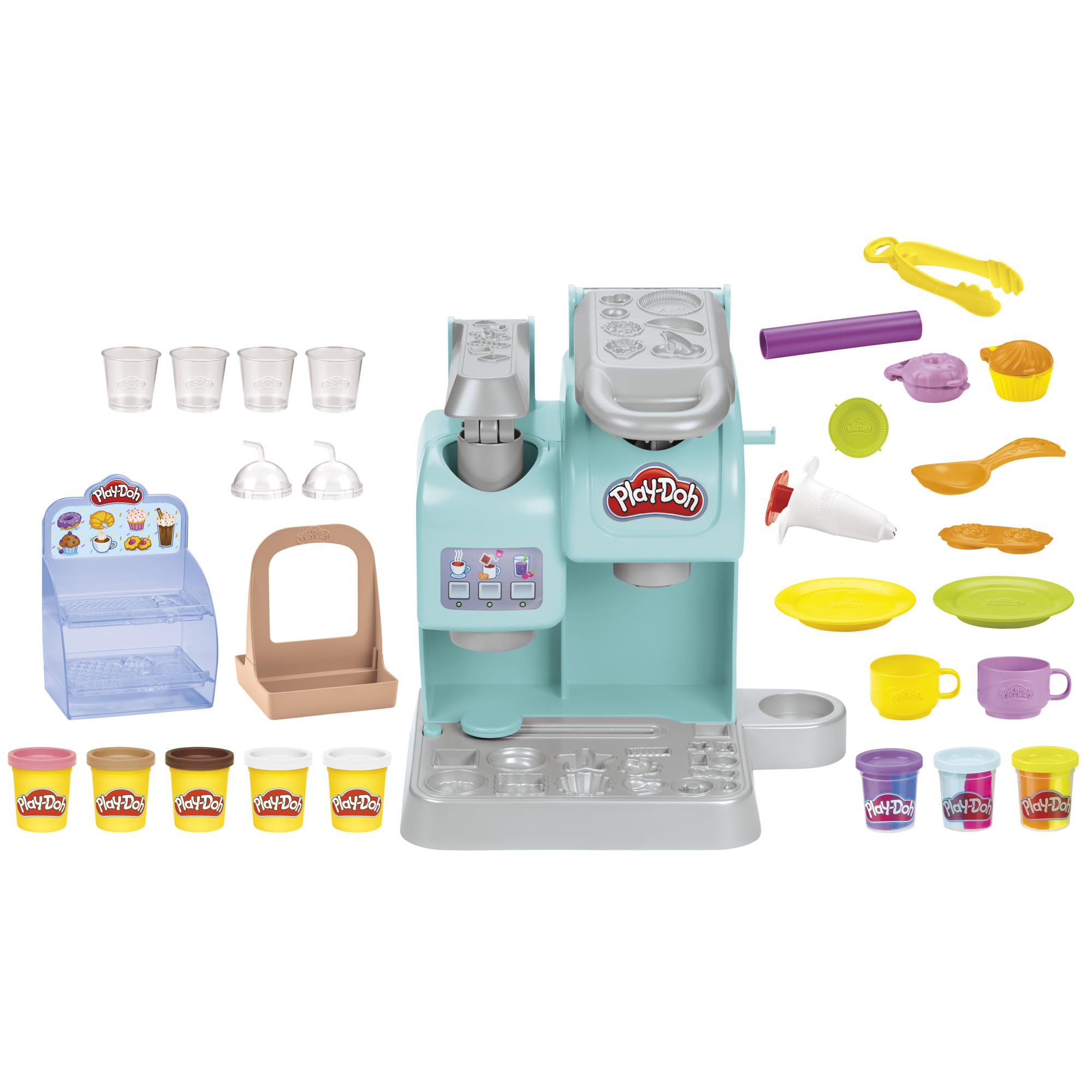 Play-Doh Super Colourful Cafe Playset - Pretend Play Coffee Shop with 8 Pots & 20 Accessories