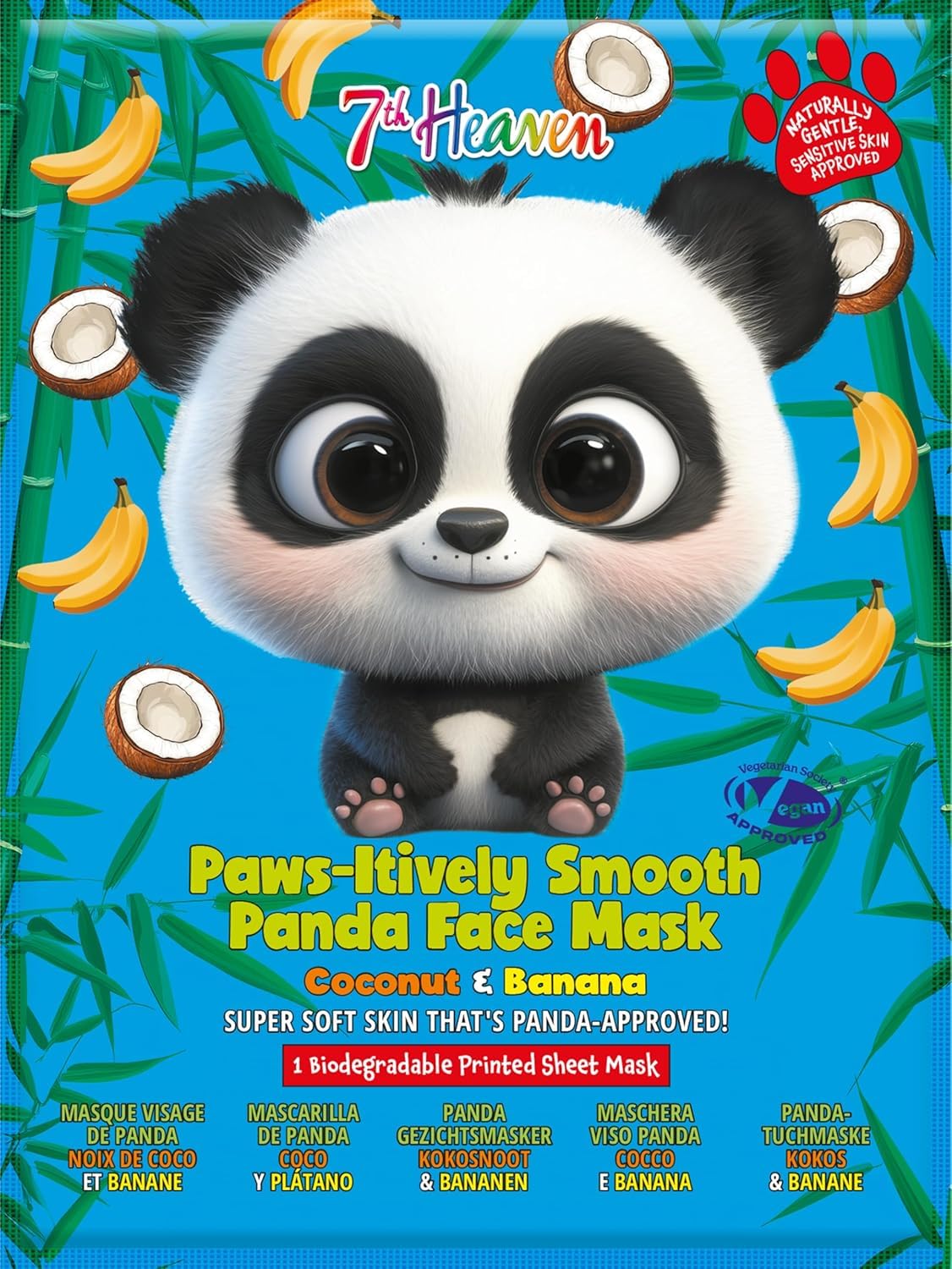 7th Heaven Panda Face Sheet Mask - Hydrating & Soothing with Coconut & Banana | 1 Count