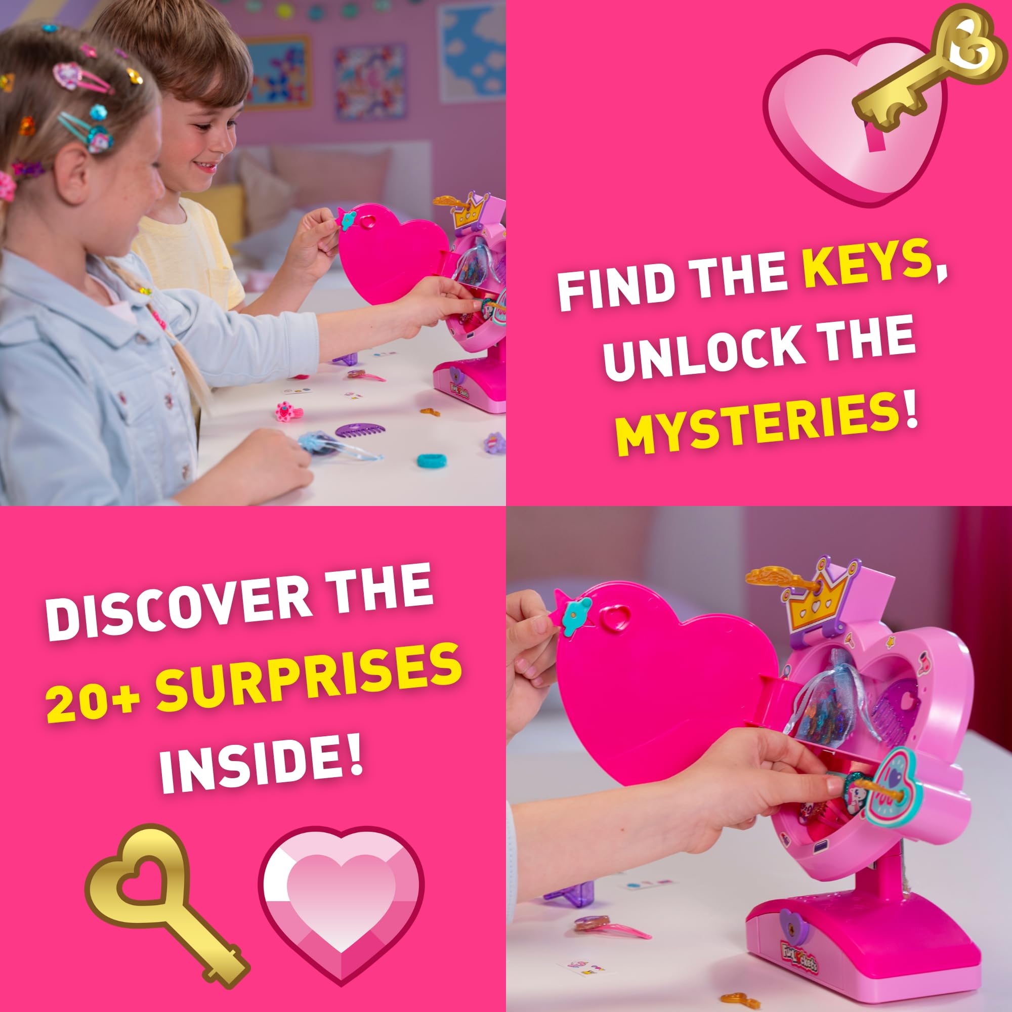 Funlockets Secret Mirror with Hair Shimmers - Tangle-Free Glitter Hair Styling Kit for Kids 4