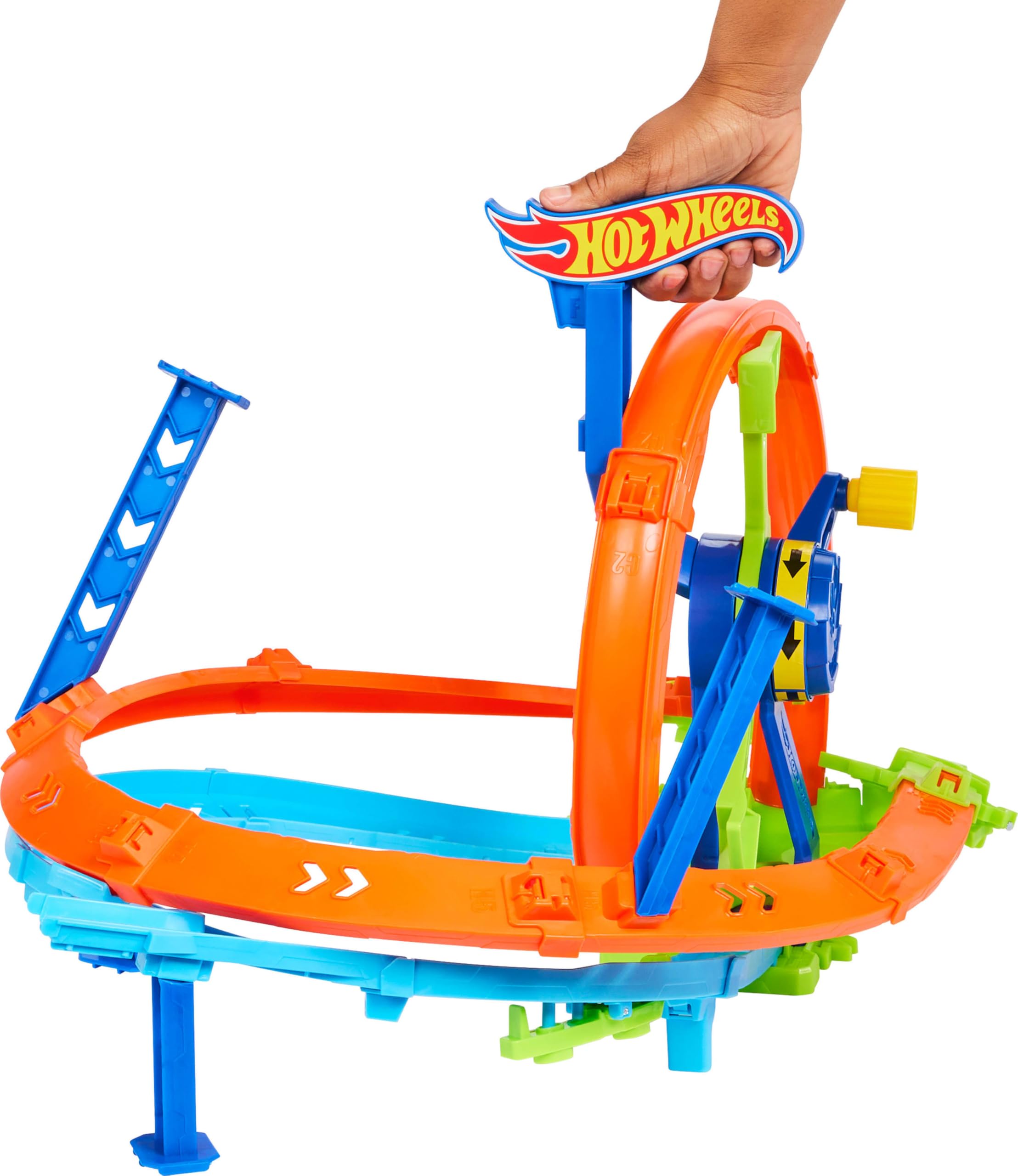 Hot Wheels Rapid Launch & Loop Playset - Crank-Powered Race Track for Kids 4+ 3