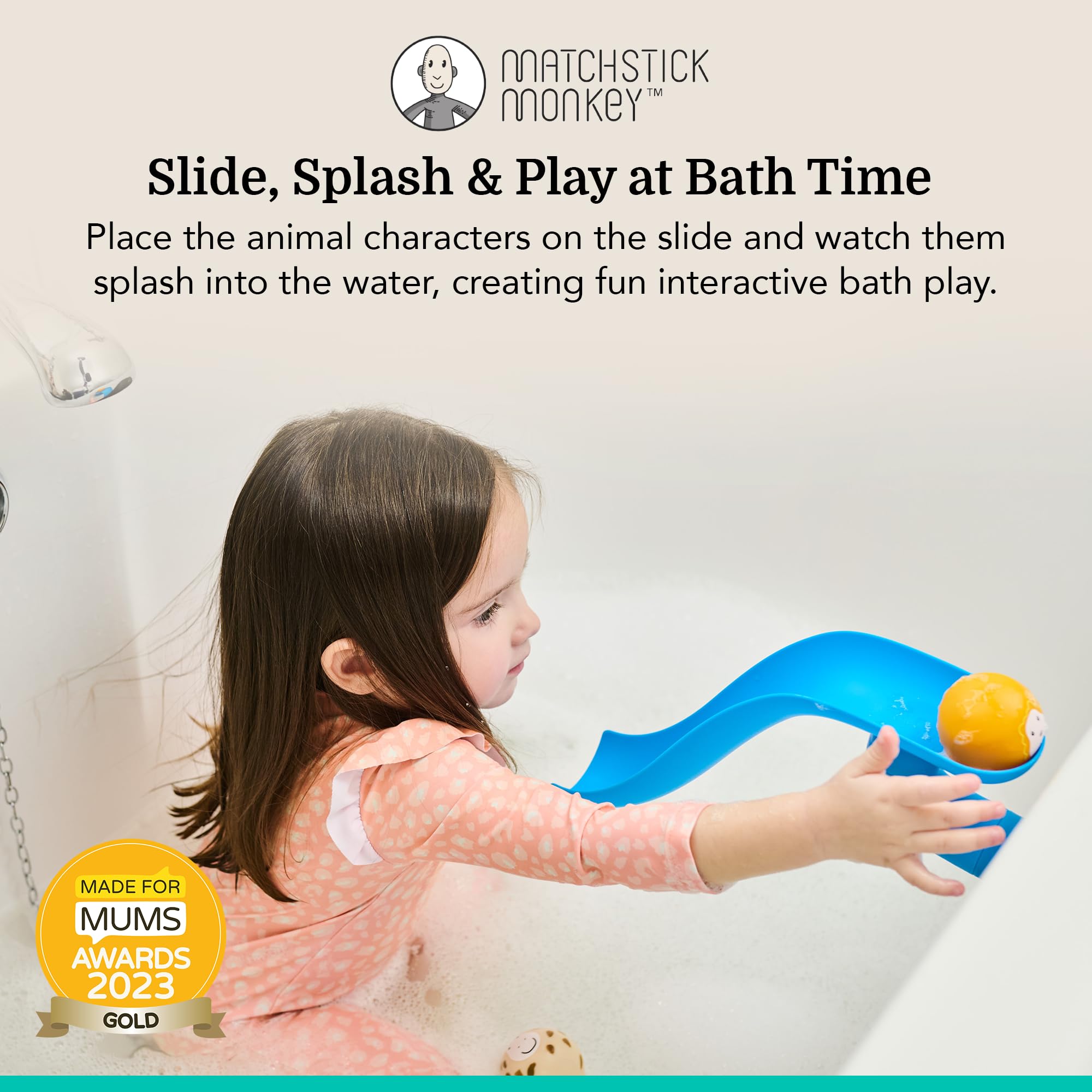 Matchstick Monkey Bathtime Slide Set - Antimicrobial Protection | Ages 12 Months+
