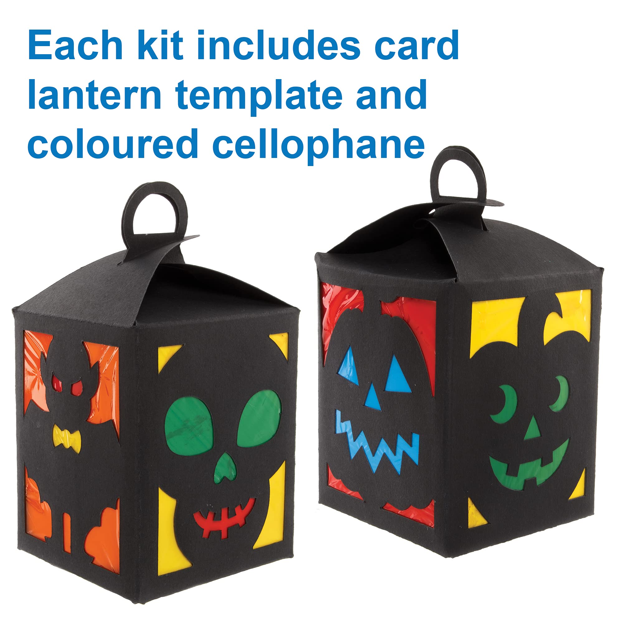 Baker Ross FE767 Halloween Lantern Craft Kit - Pack of 4, 3D Paper Arts and Crafts for Kids 3