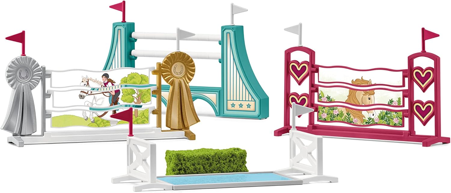SCHLEICH Horse Club Obstacle Accessories Playset - Adjustable Jumping Poles & Water Ditches for Ages 5-12