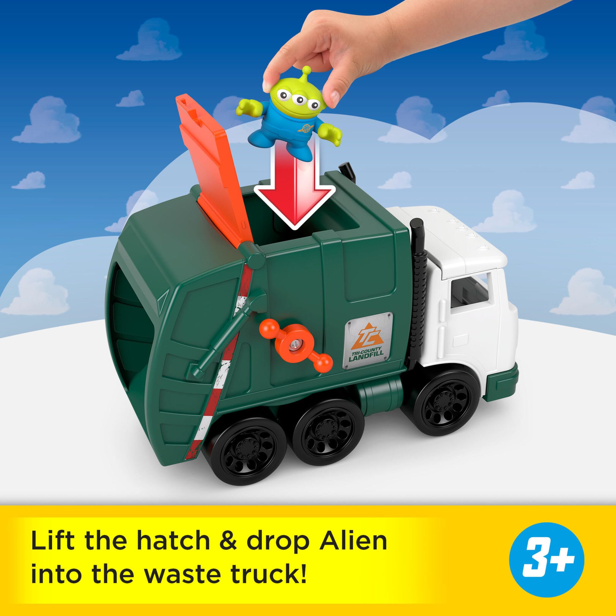 Fisher-Price Imaginext Disney and Pixar Toy Story Garbage Truck Playset with Woody, Buzz Lightyear, Lotso, and Alien Figures