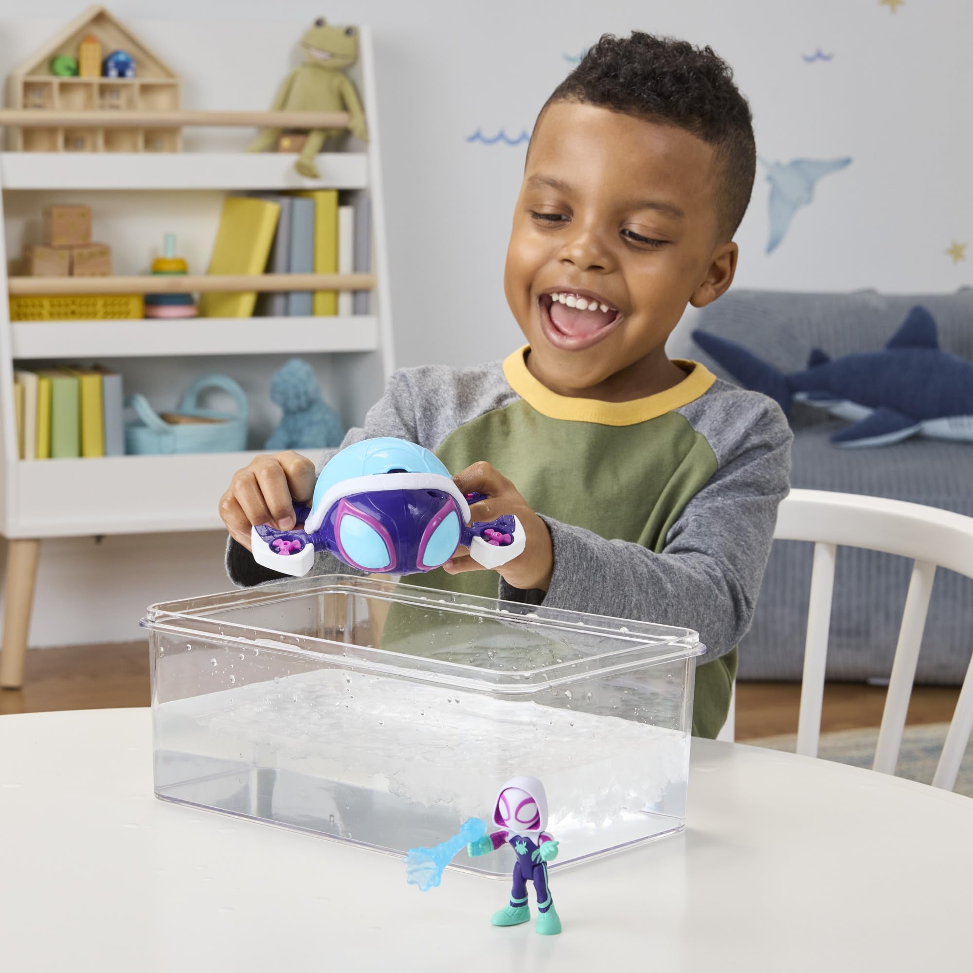 Spidey und seine erstaunlichen Freunde Marvel Water-Webs Ghost Turtle U-Boot-Spielzeug – Farbwechselnde Augen und Actionfigur-Spielset 6