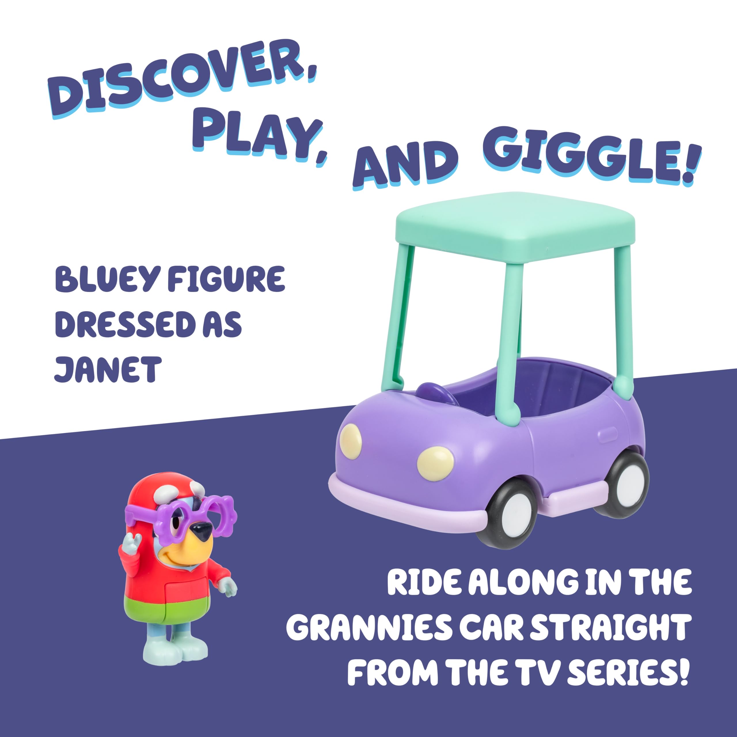 Bluey Grannies Car Playset - Includes Janet Figure, Fits 6-7.6 cm Bluey Figures, Ages 5 and Up 4