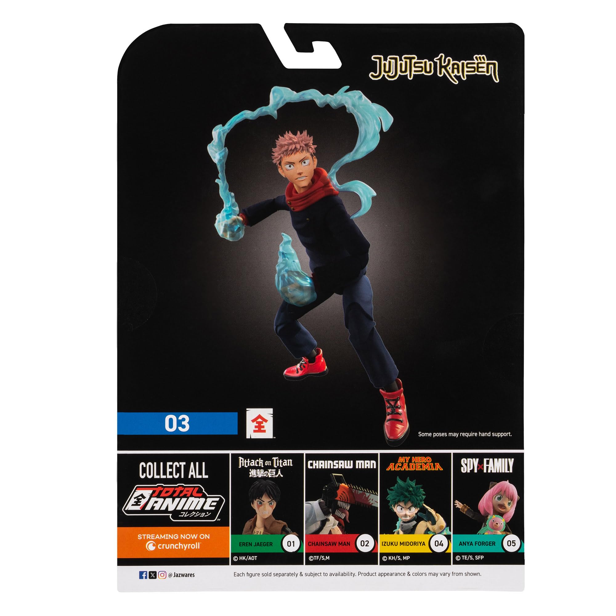 Total Anime Jujutsu Kaisen Yuji Itadori 6.5-Inch Poseable Figure with Swappable Faces & Effects 6