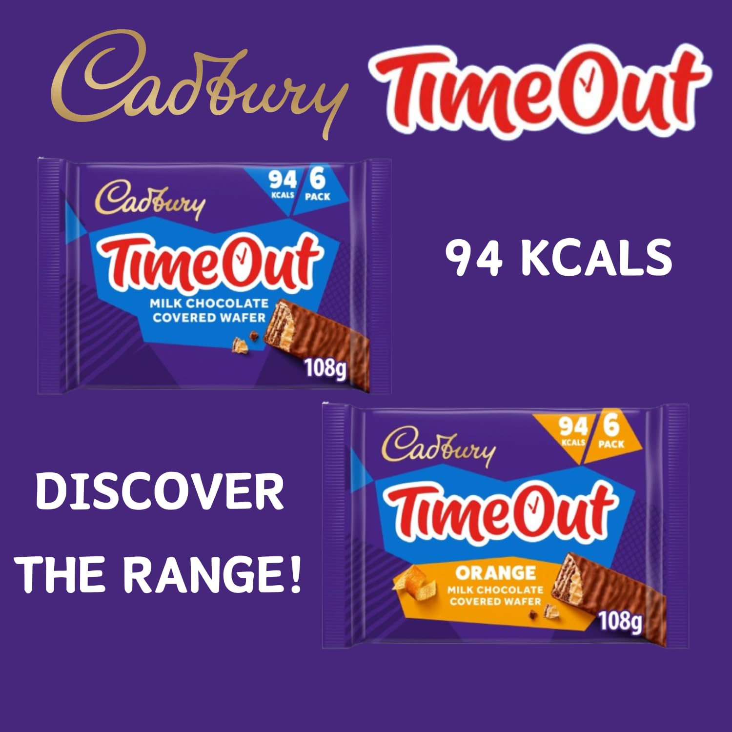 Cadbury Timeout Waffelriegel mit Milchschokoladenüberzug, 6er-Packung Knuspriger Snack mit zartem Milchschokoladenüberzug 5