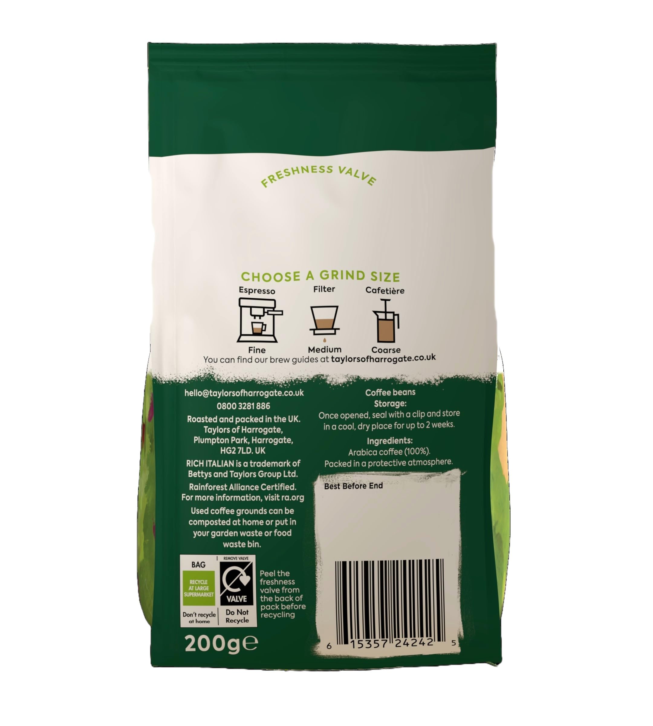 Taylors of Harrogate - Rich Italian Coffee Beans 200g