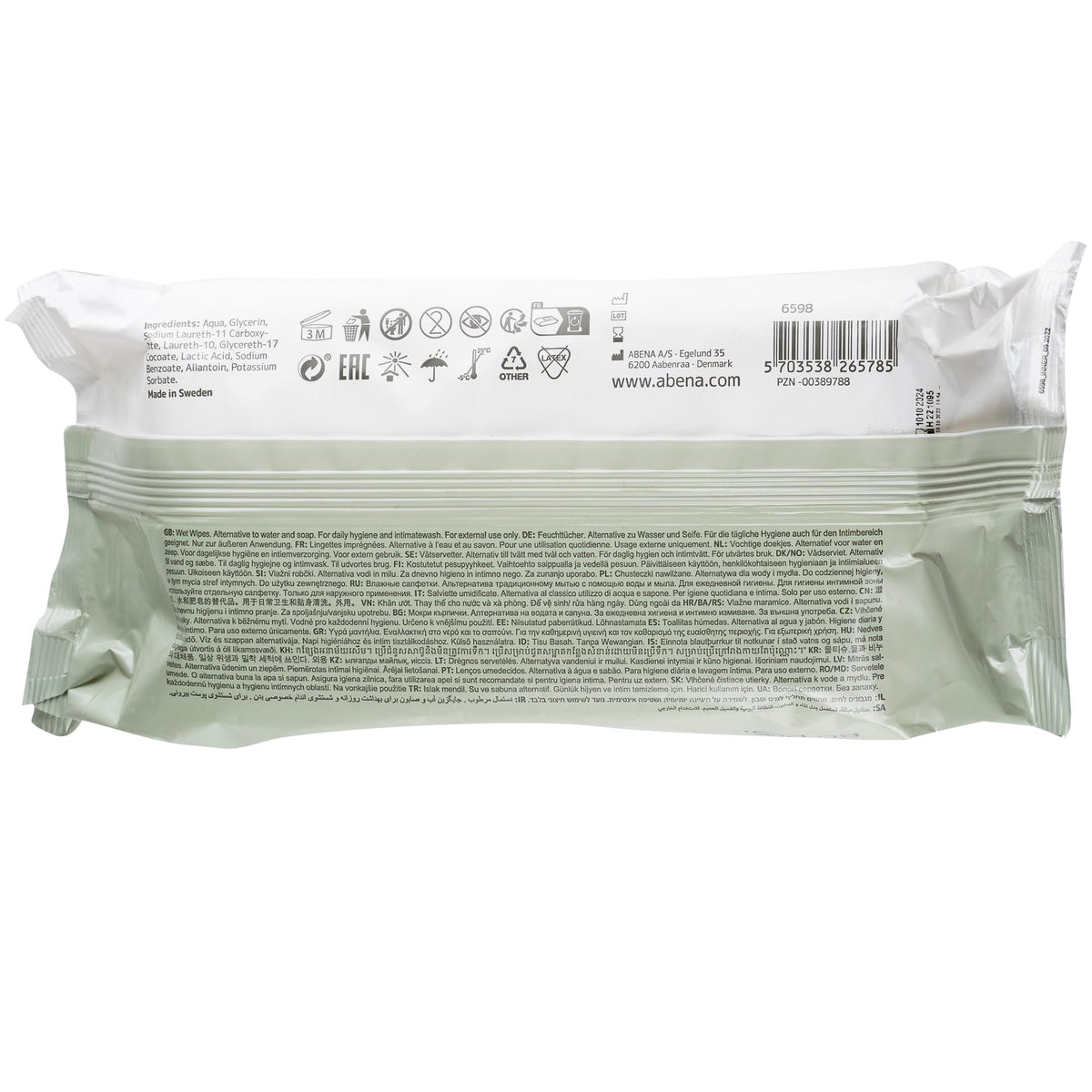 ABENA Moist Skin Cleansing Wipes - Sensitive Skin, Unscented, 80 Count