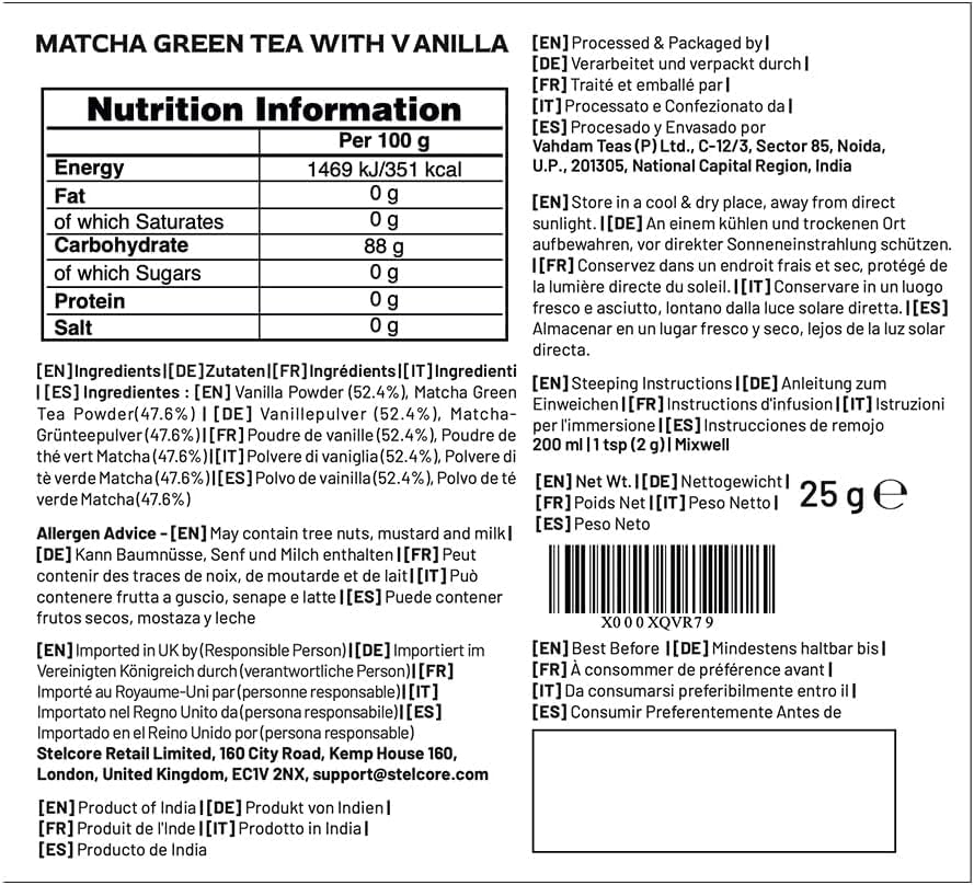 VAHDAM - Vanilla Matcha Green Tea Powder (25g, 12 Servings) 9