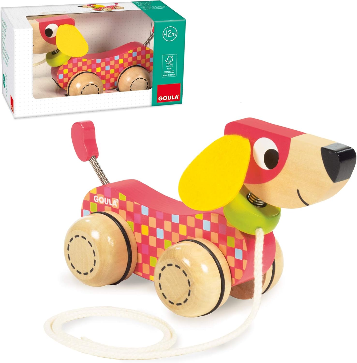 Goula 53459 Wooden Pull-Along Dog Toy - Multicolor for Toddlers 12 Months+ 5