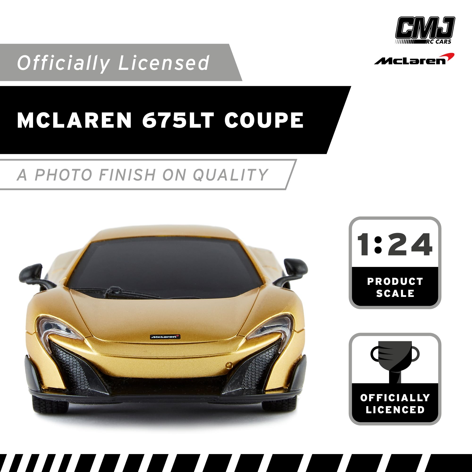 McLaren 675LT 1:24 Scale RC Car - Gold, 2.4GHz Remote Control with Working Lights 6