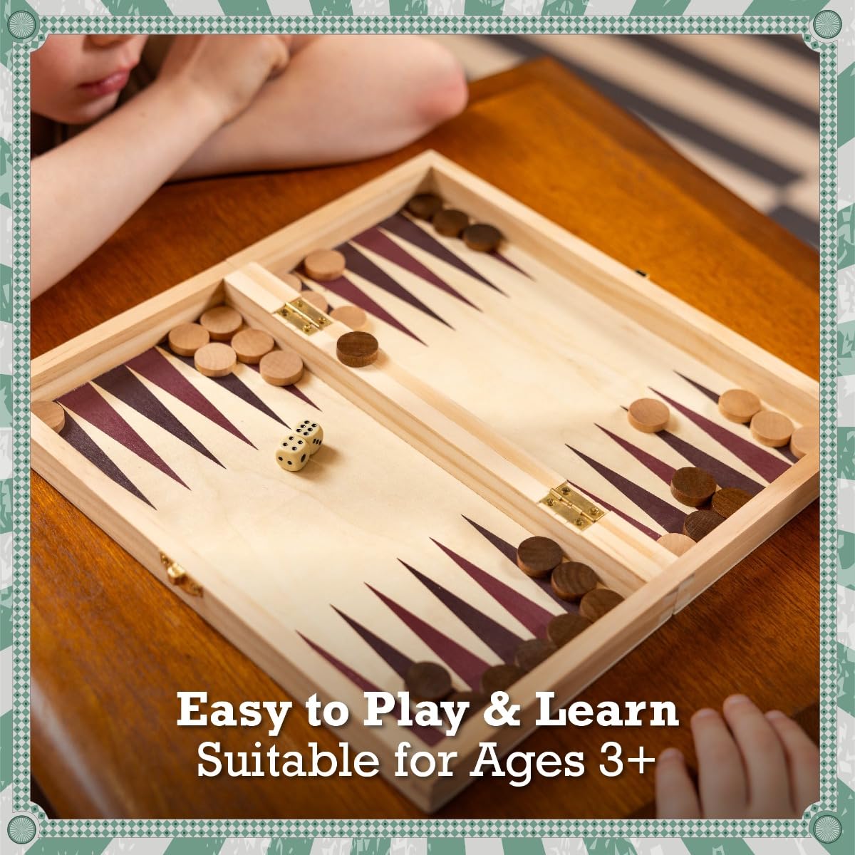 Toyrific Chess, Draughts And Backgammon Game Board, 3-in-1 Board Games for Kids 12