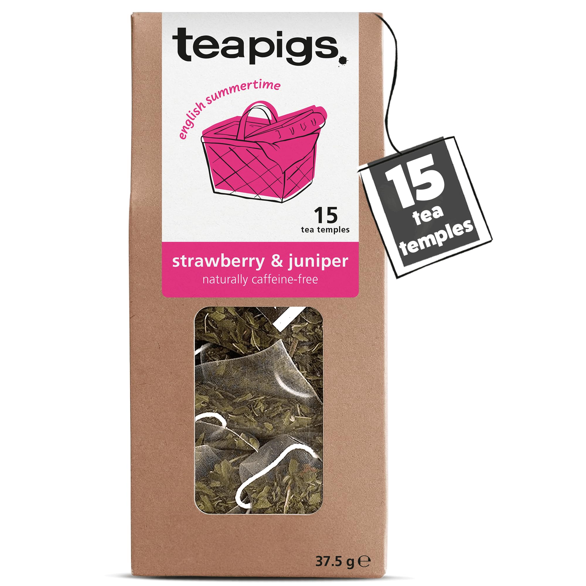 teapigs - Strawberry & Juniper Tea Caffeine-Free Fruit Tea Bags with Hibiscus