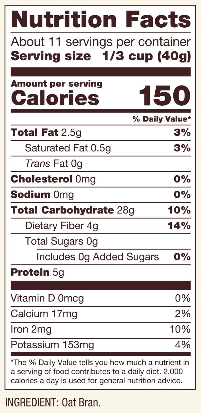 Bob's Red Mill Gluten Free Oat Bran - High Fiber Hot Cereal, 454g