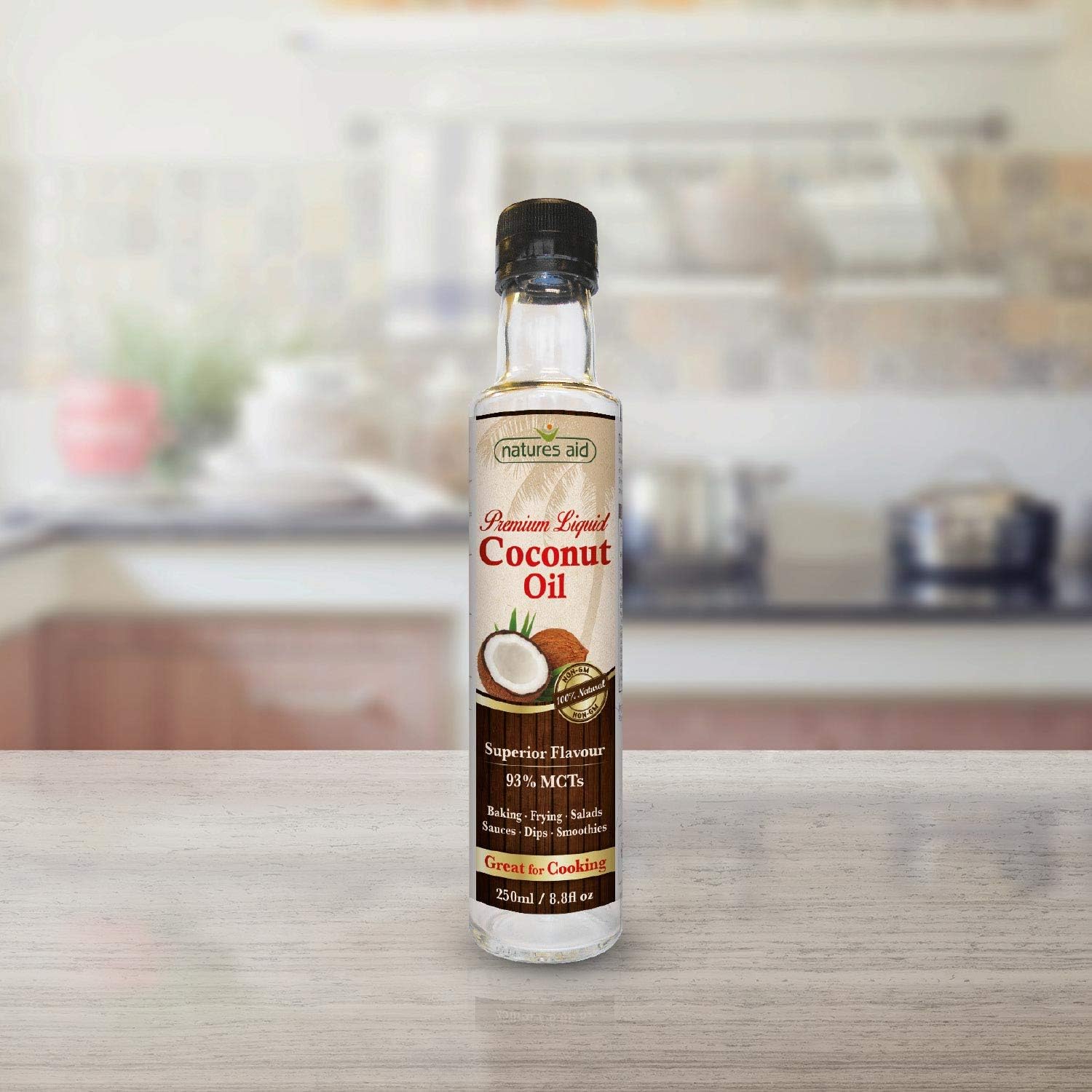 Natures Aid Premium Liquid Coconut Oil, 250ml – Non-Hydrogenated with 93% MCTs for Cooking & Baking 6