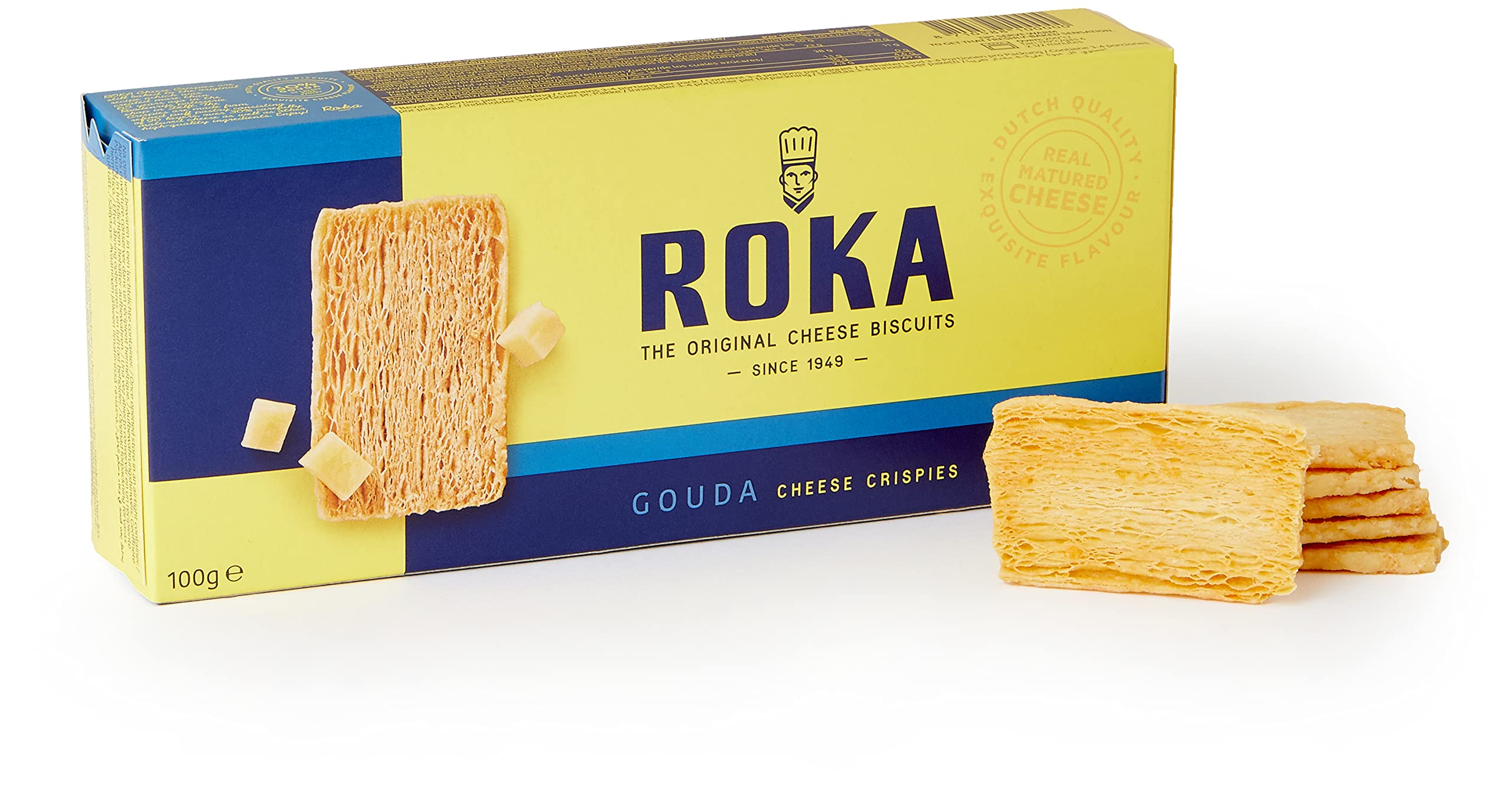 Roka Gouda Cheese Crispies - 30% Real Gouda Cheese Biscuits, 100g
