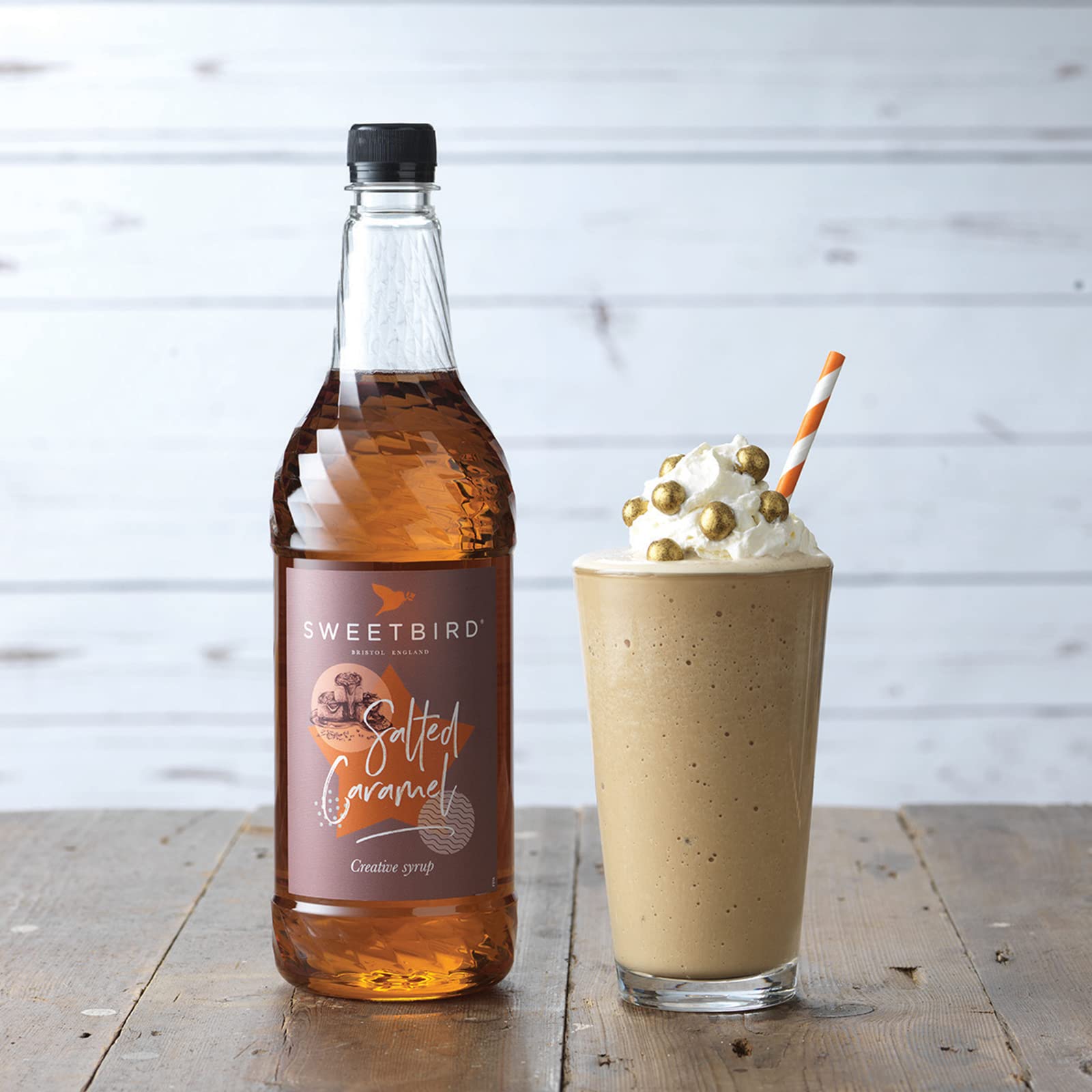 Sweetbird Salted Caramel Syrup - Vegan Friendly | 1 Litre Bottle | Made in UK