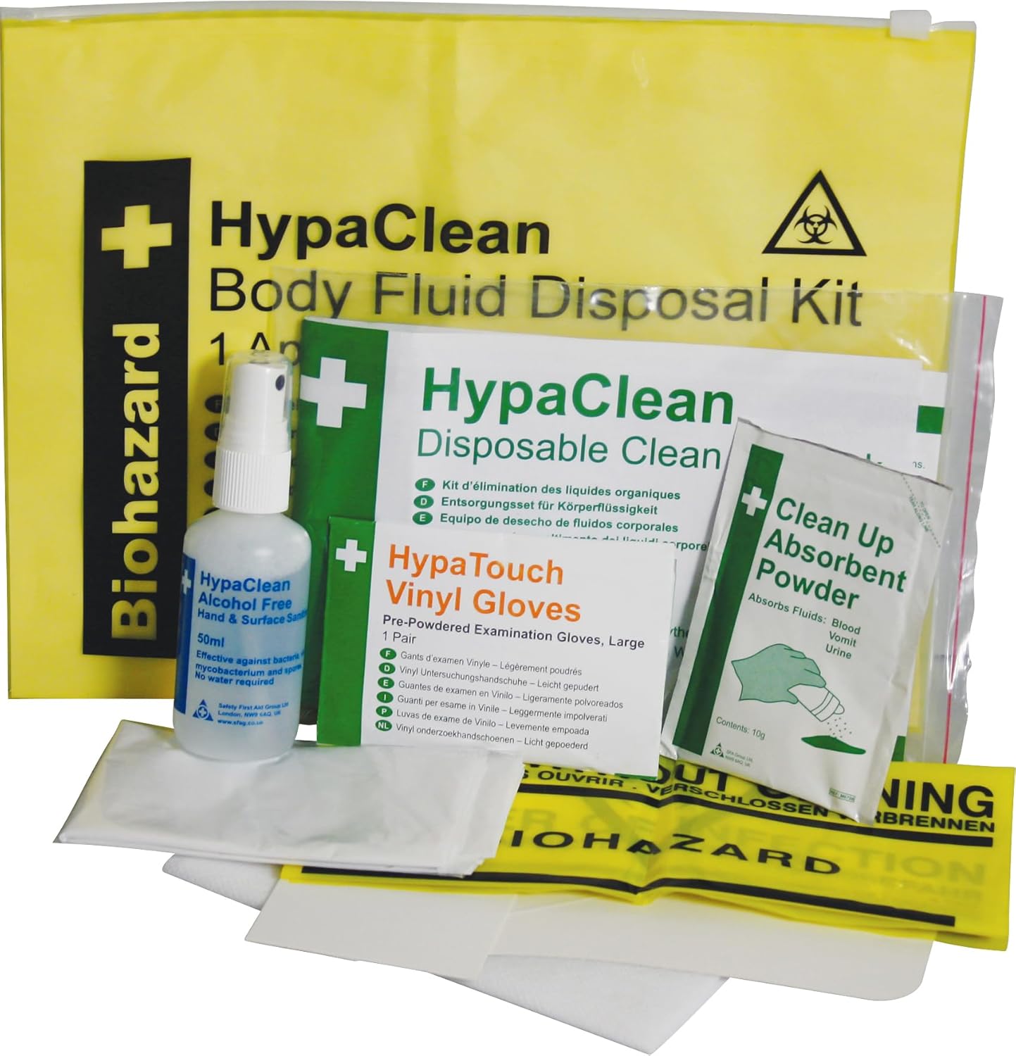 HypaClean - Body Fluid Disposal Kit (Single Use) with Vinyl Wallet 5