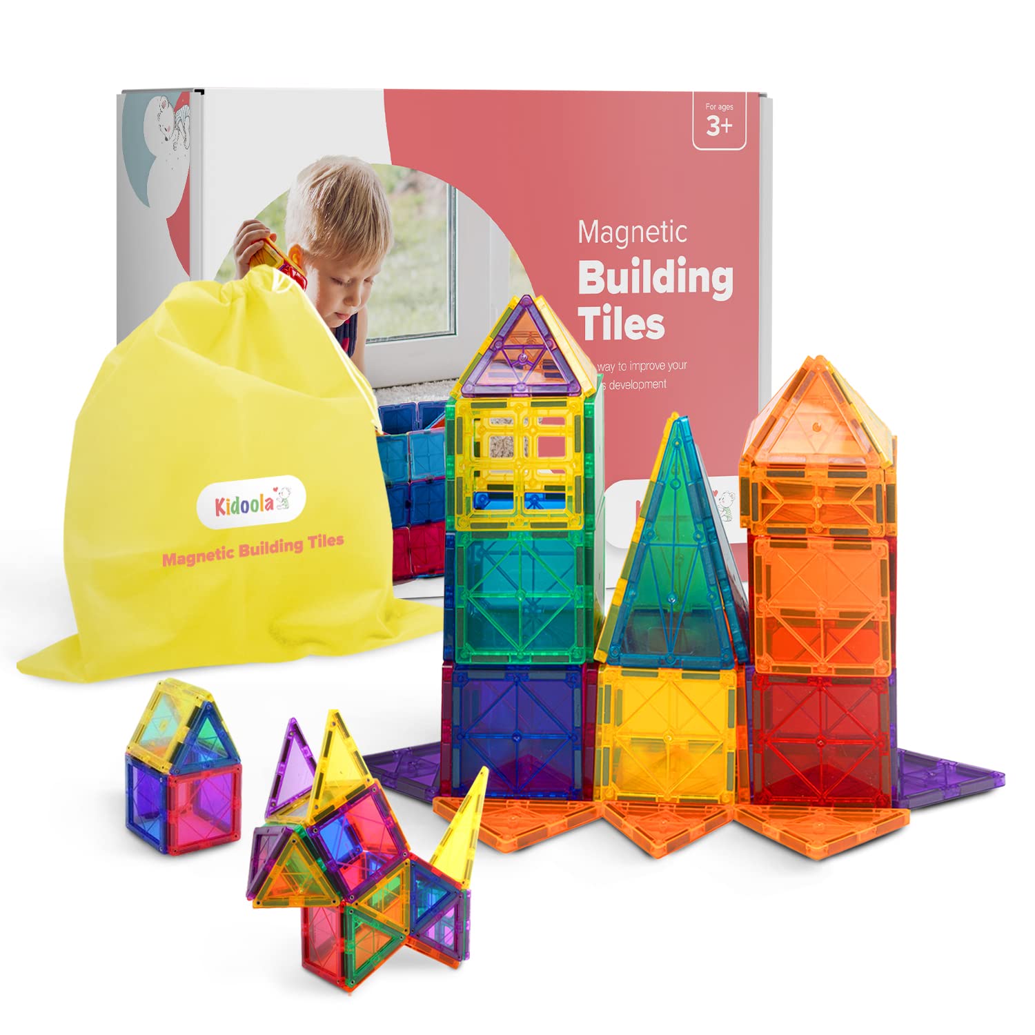 kidoola 53pc Magnetic Building Block Set - Educational STEM Toy for Kids 3+