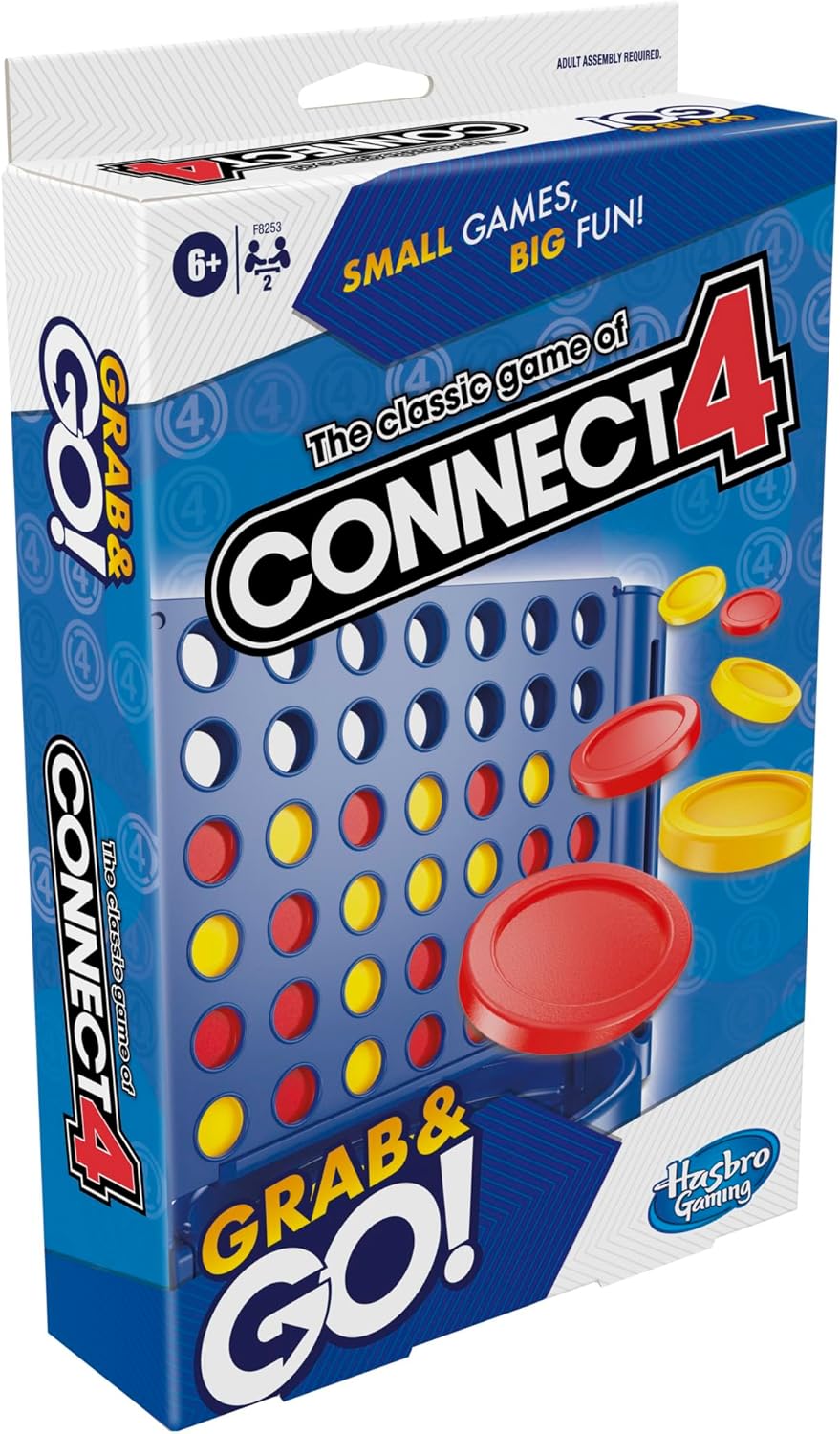 Hasbro Gaming Connect 4 Grab and Go-Spiel, tragbares Reisebrettspiel für 2 Spieler