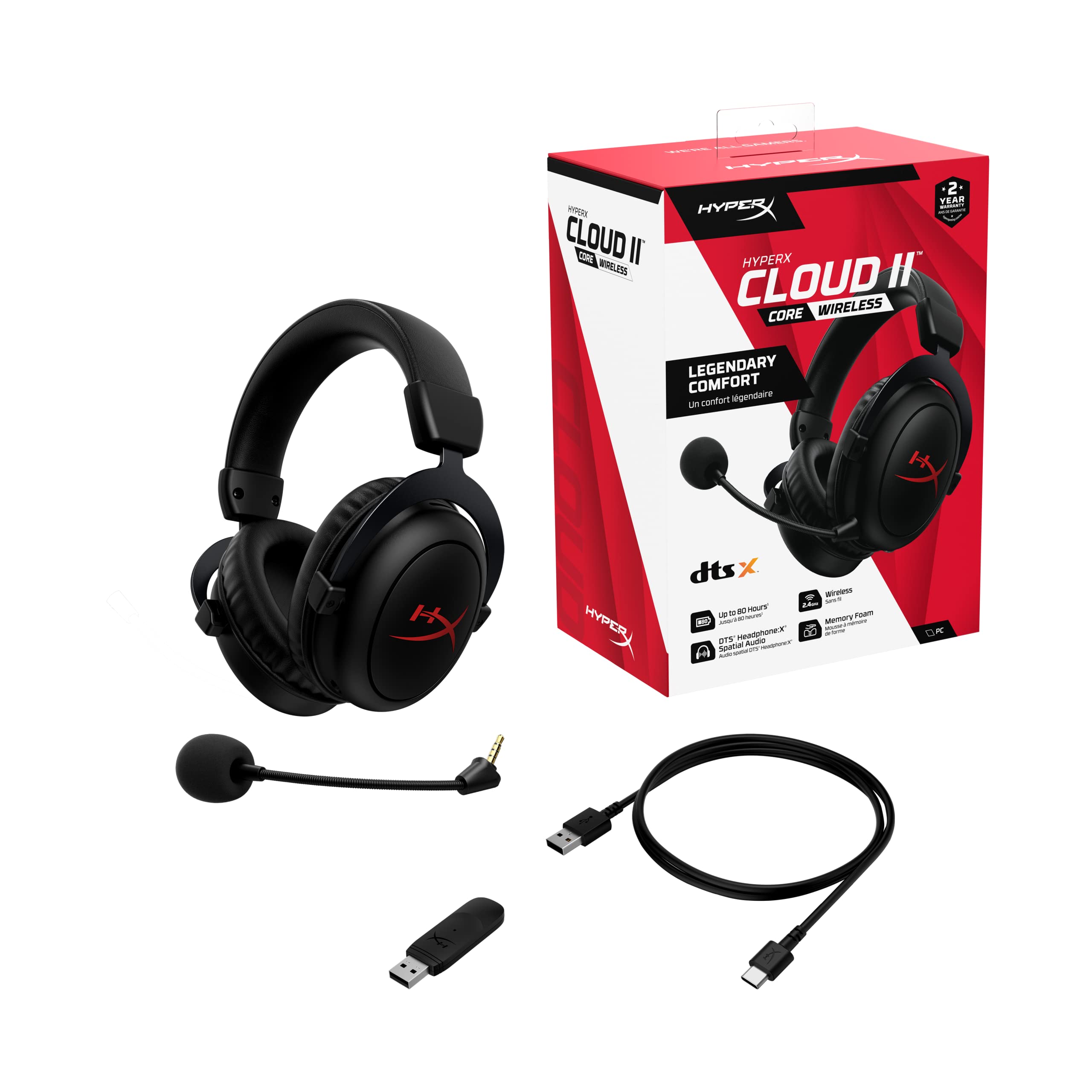 HyperX Cloud II Core Wireless – Gaming-Headset für PC mit DTS Headphone:X Spatial Audio 4