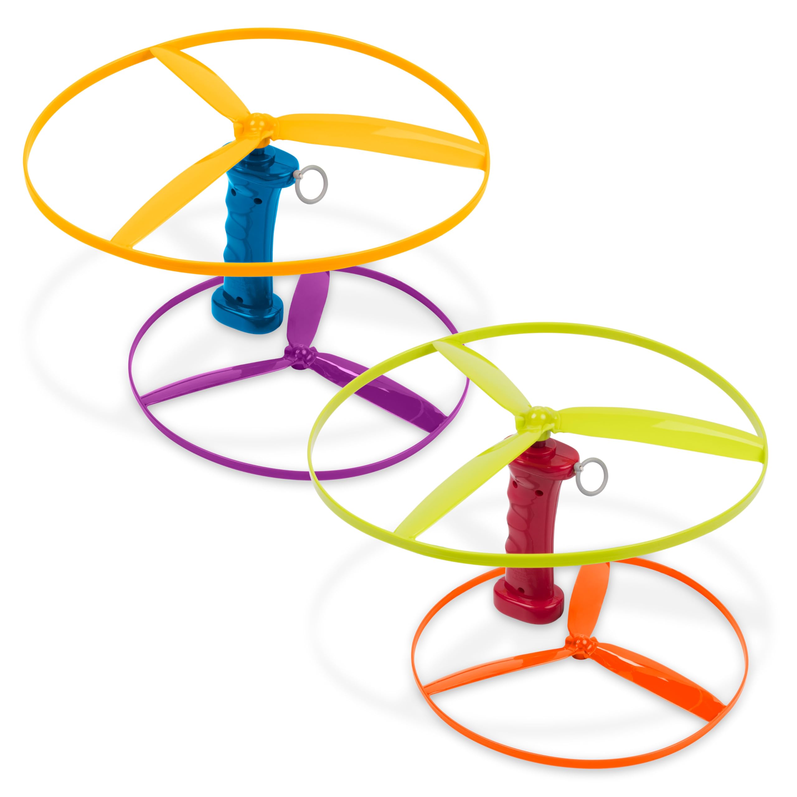 Battat Skyrocopter Flying Disc Toy - 2 Launchers & 4 Discs - Pull String Helicopter Playset for Kids 3+ 6