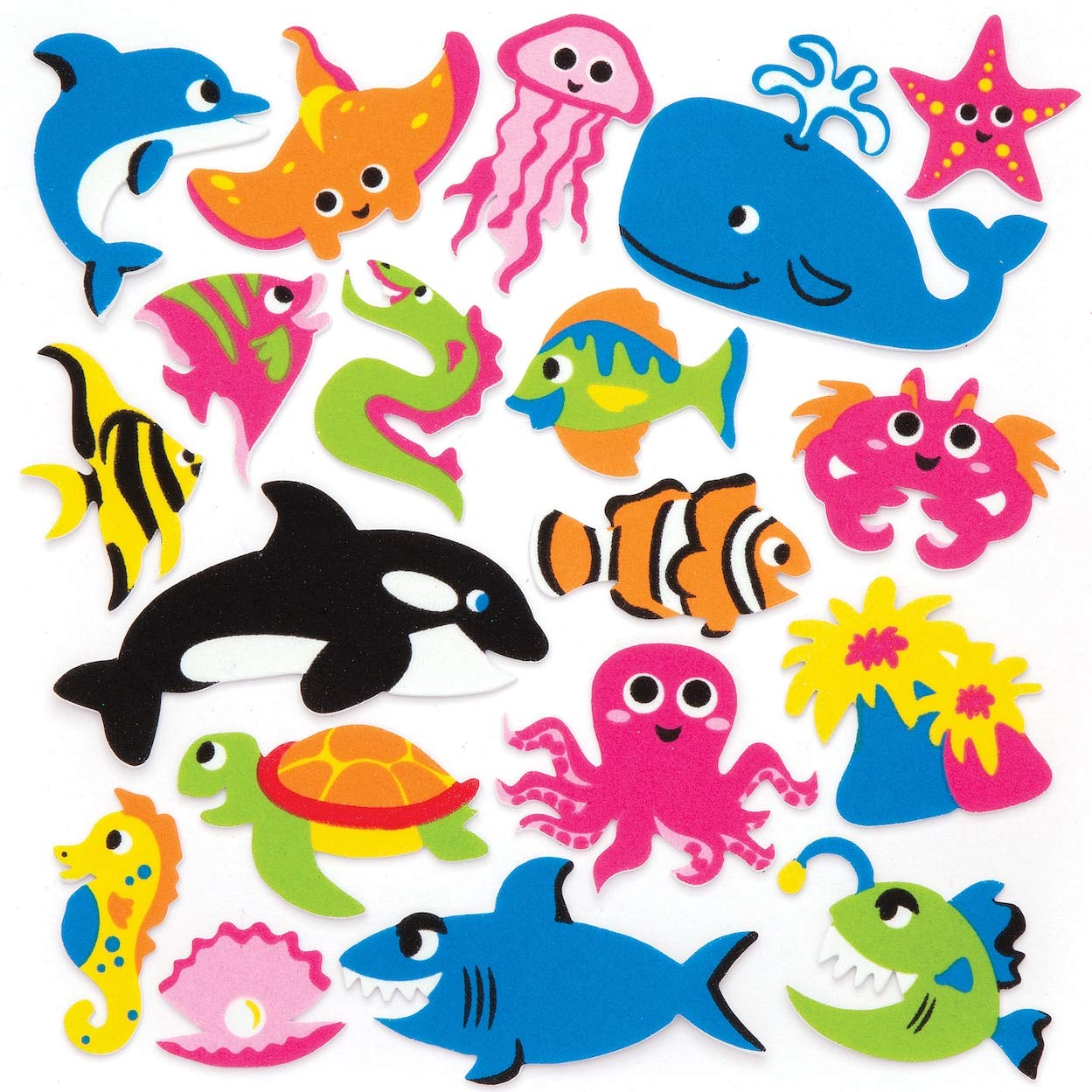 Baker Ross Sealife Foam Stickers - 120 Pack, Self Adhesive Vinyl for Arts & Crafts