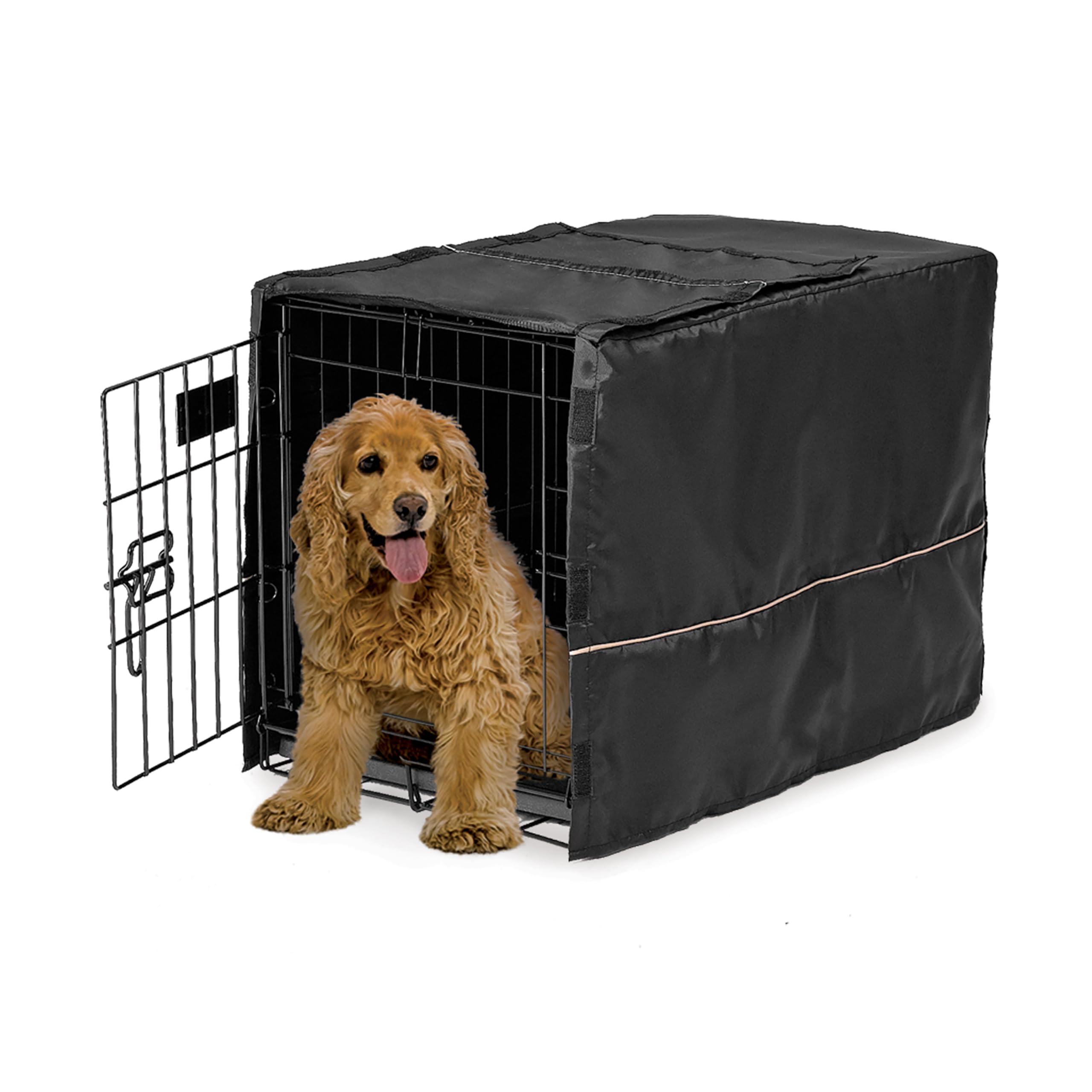 MidWest Homes for Pets Black Polyester Crate Cover for 76cm Crates | Breathable & Secure Fit