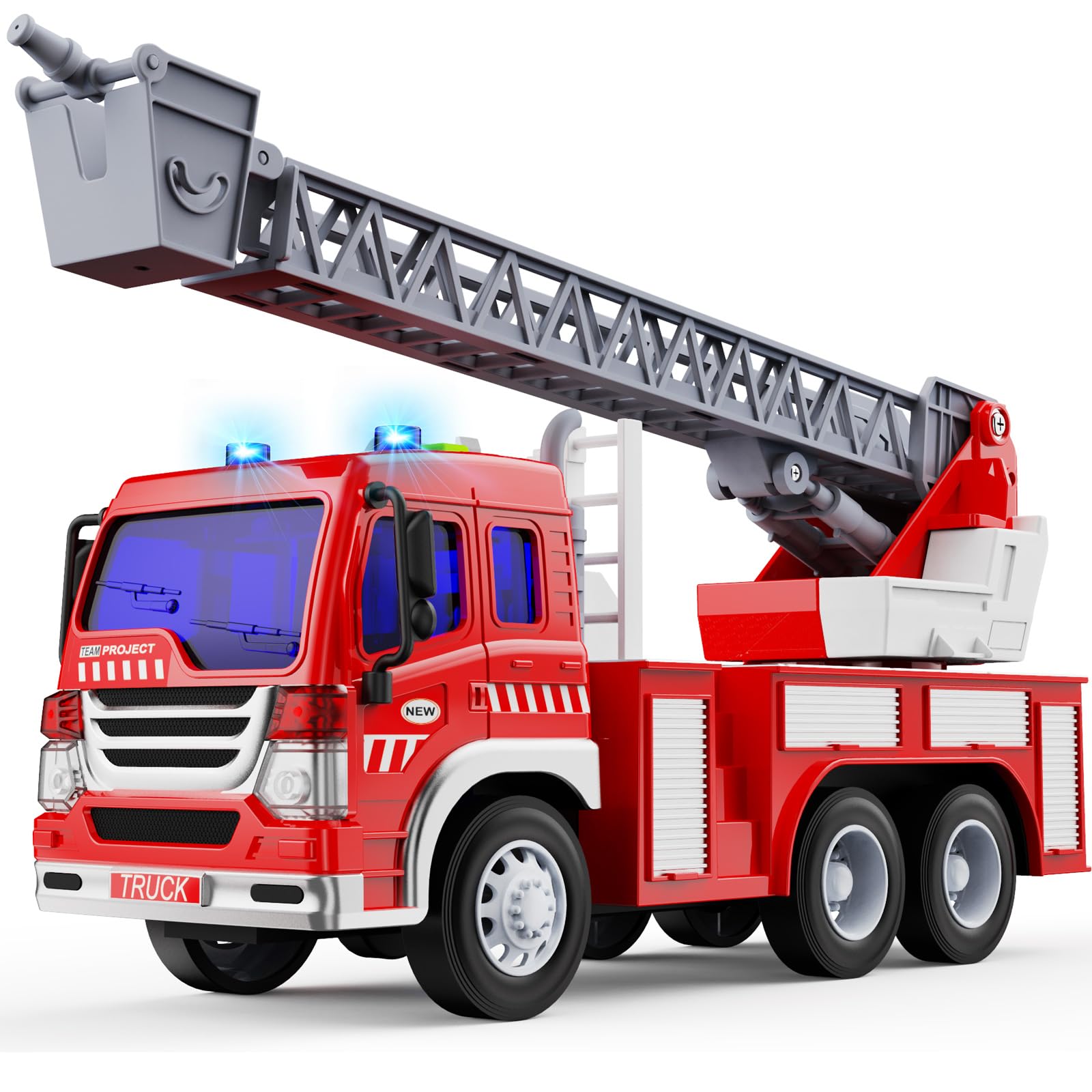 GizmoVine Fire Engine Toy - 1:16 Scale Light-Up & Sound Fire Truck for Toddlers 2-5 Years 8