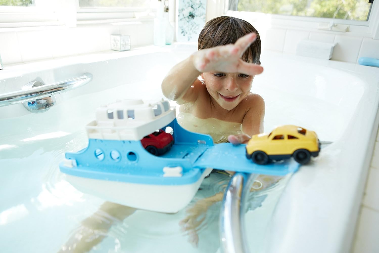 Green Toys Ferry Boat with Mini Cars - Bath Toy for Ages 3+ 3