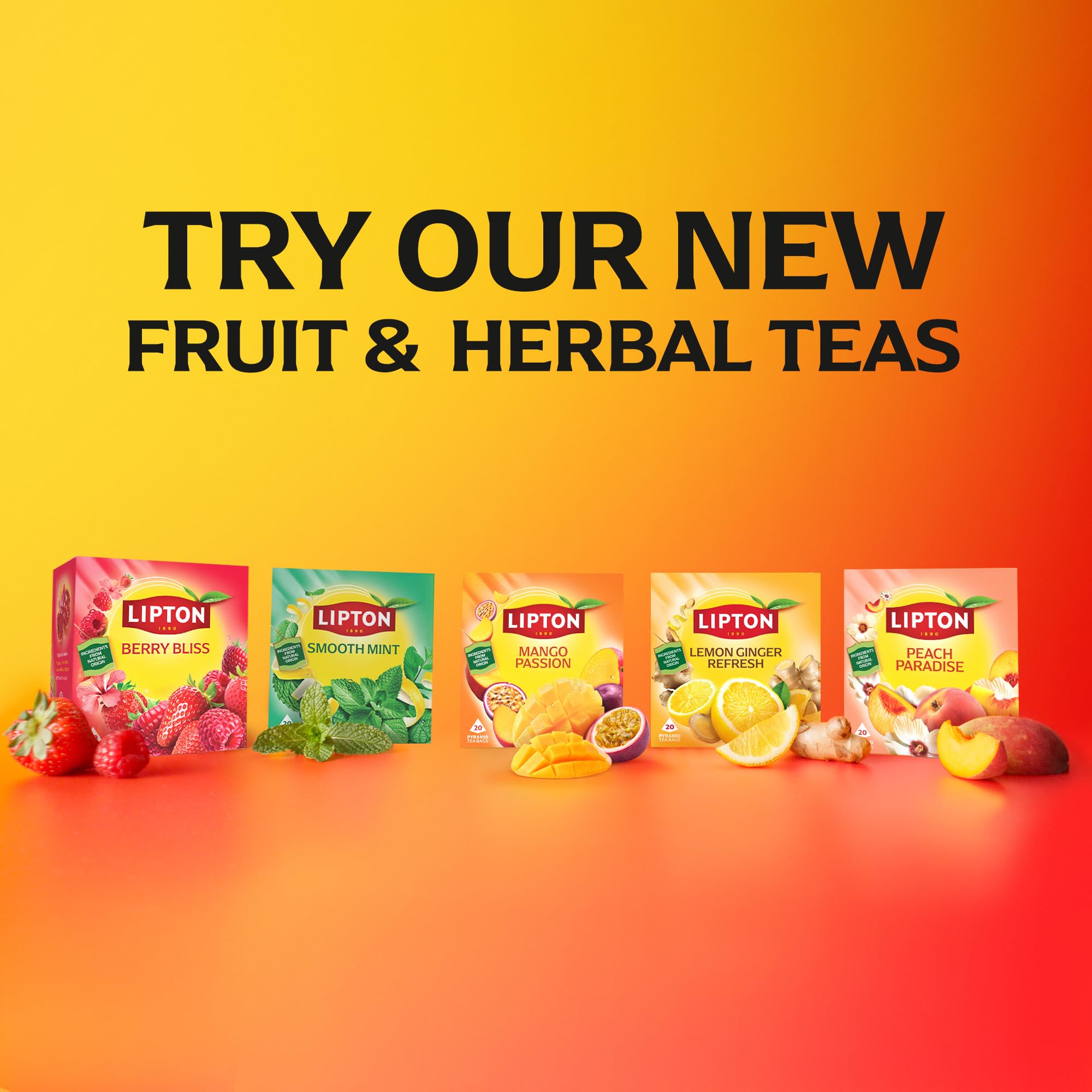 Lipton Smooth Mint Fruit Infusion Herbal Tea Bags - Mint & Lemon Peels | 20 Count | Caffeine Free 6