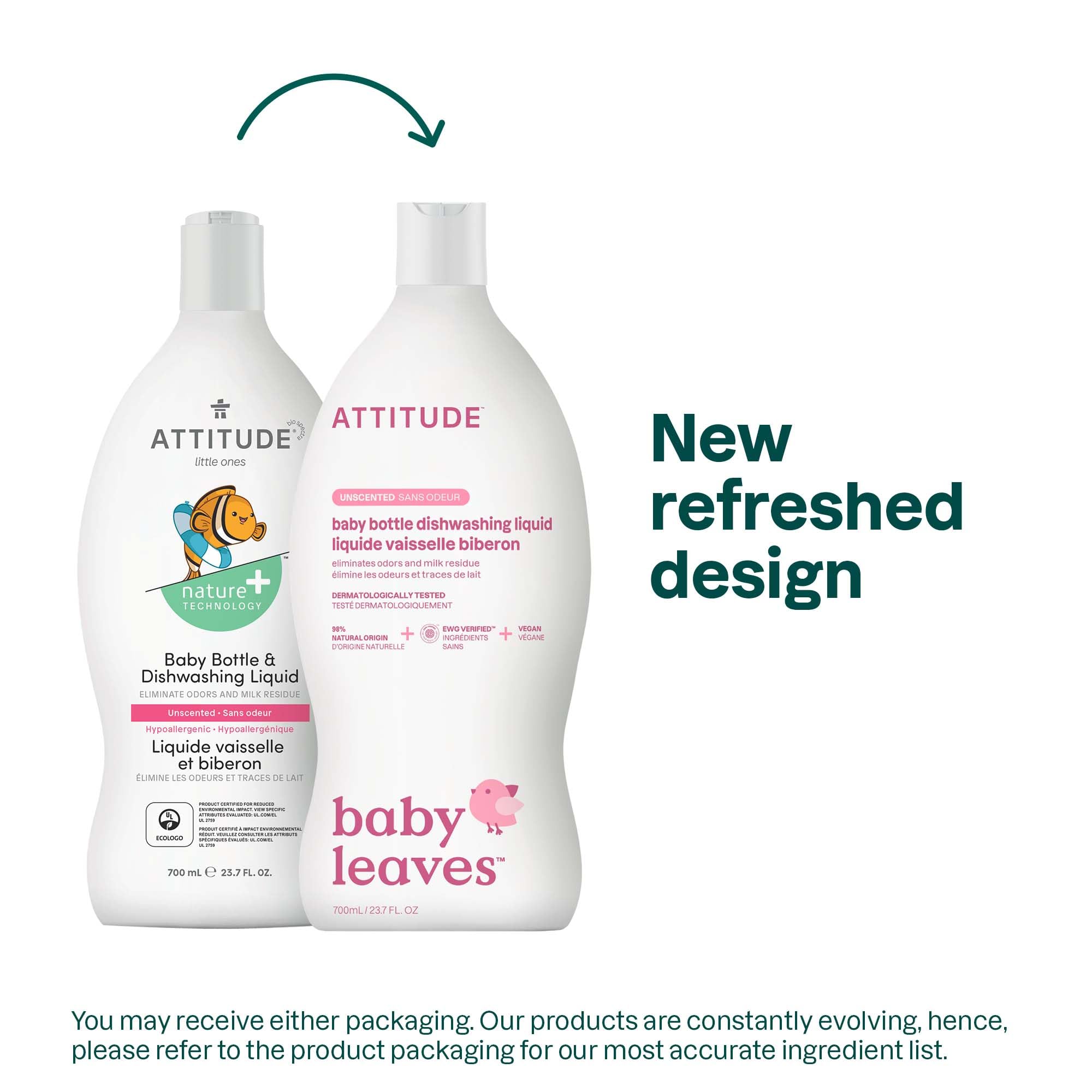 ATTITUDE Washing-Up Liquid for Baby Bottles & Utensils - Unscented, 700 ml