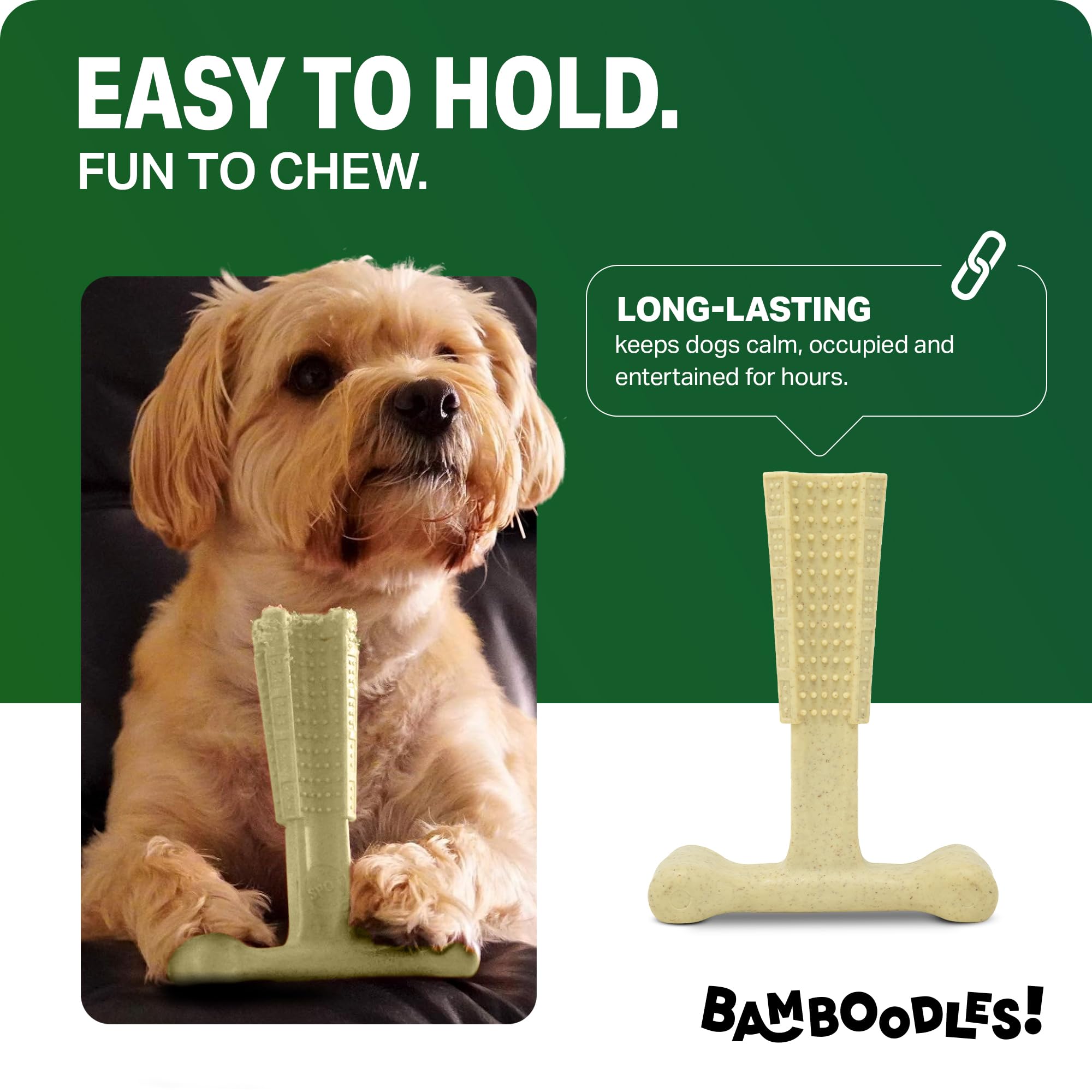 Bamboodles T-Bone Dog Chew Toy - Large Size | Cheese Flavour | Heavy Duty