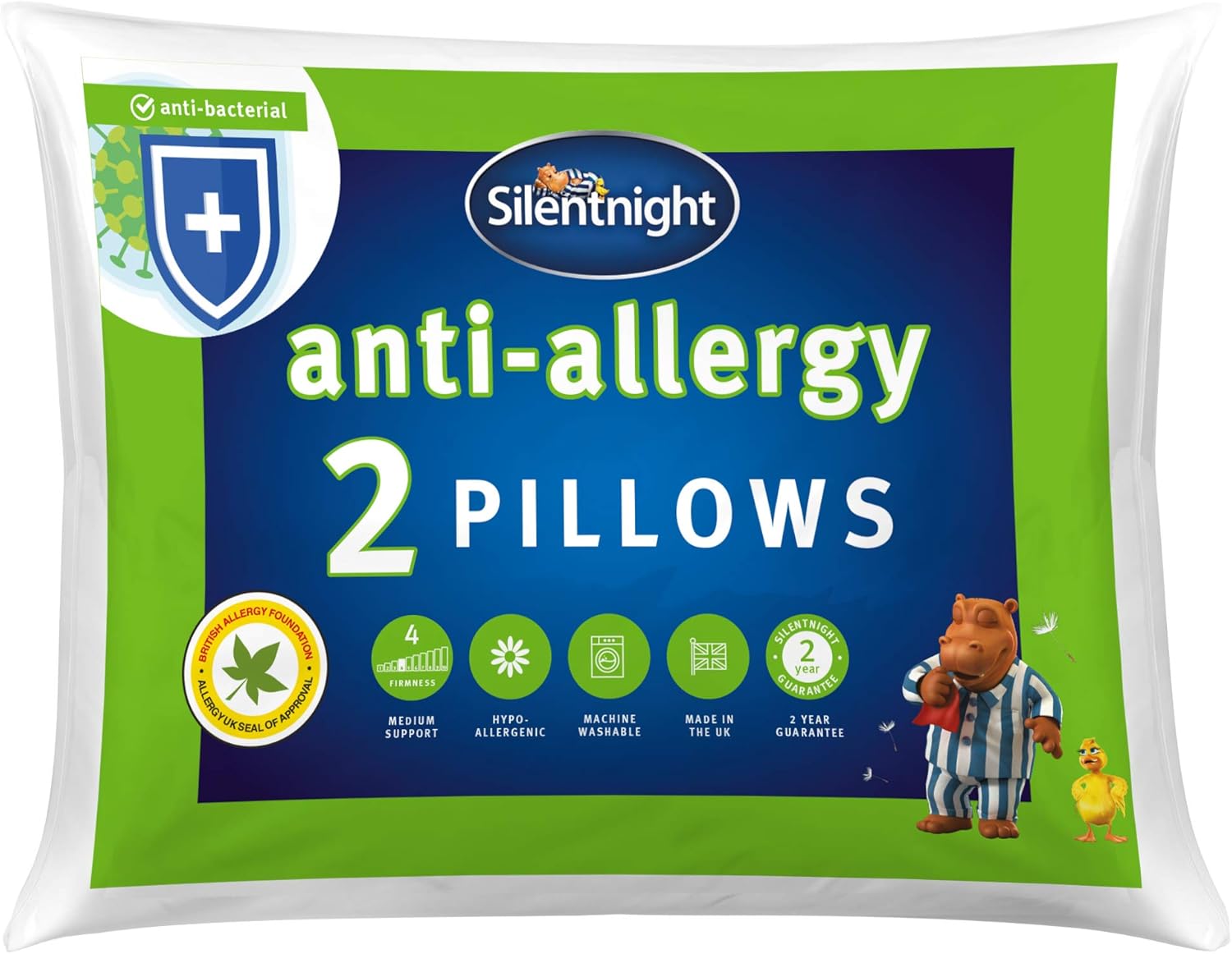 Silentnight – Anti-Allergie-Mikrofaser-Kissen, 2er-Pack (Twin) 8