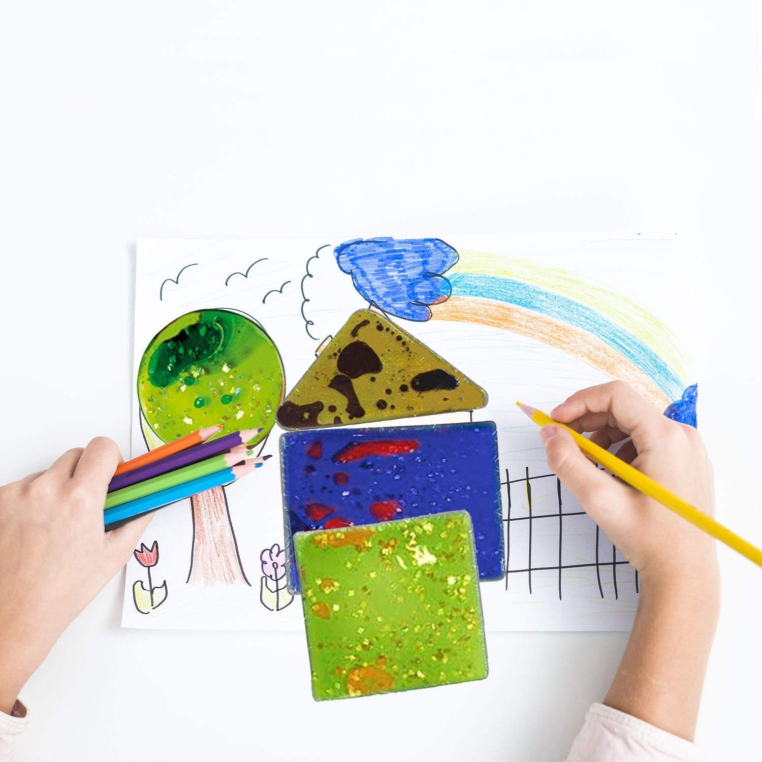 Sensory Gel Shapes with Glitter & Colourful Liquid - Squidgy Jelly Fidget Toy for Toddlers 24 Months+